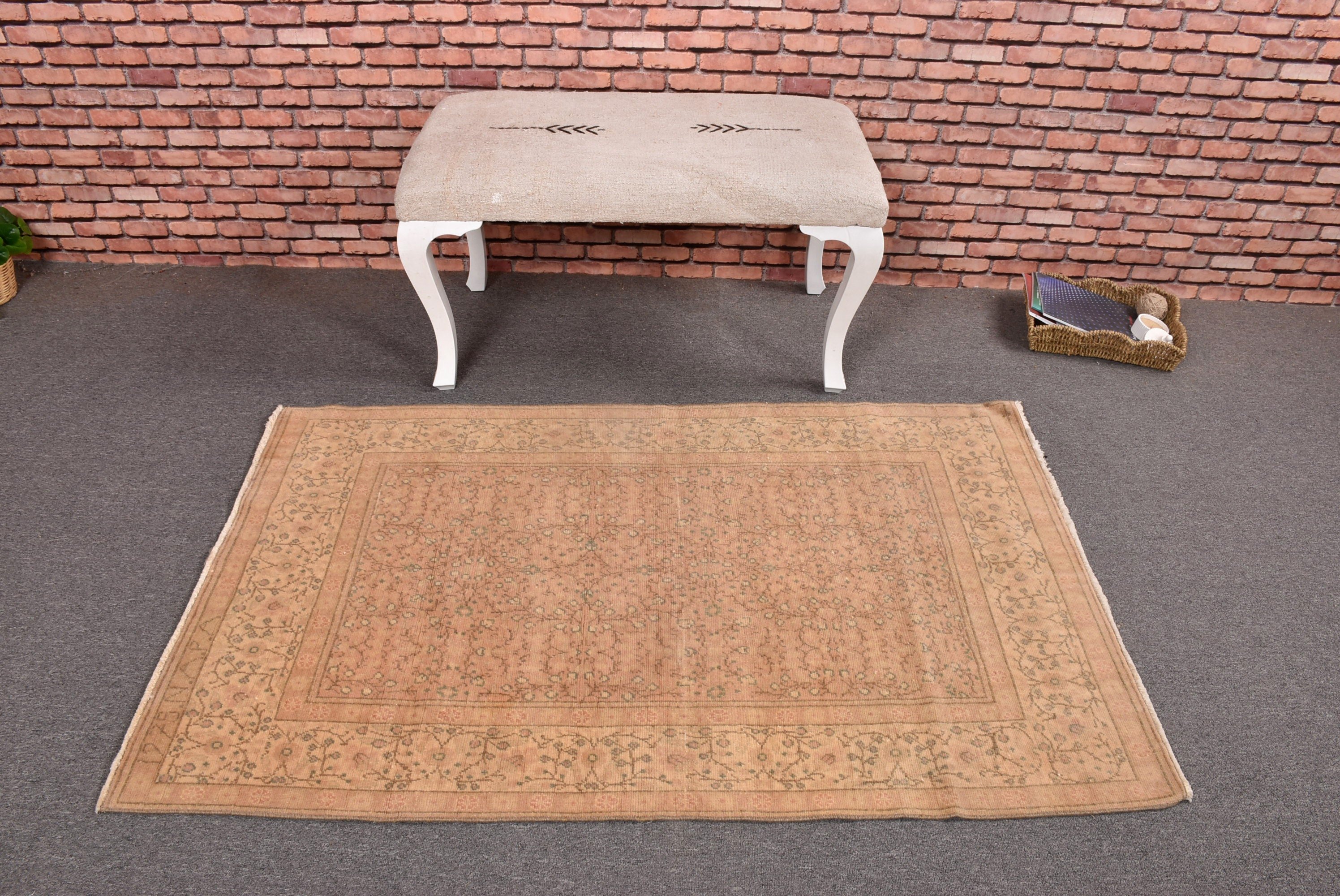 Boho Halıları, Aztek Halısı, Yatak Odası Halıları, Vintage Halı, Ev Dekorasyonu Halıları, 3,1x5 ft Vurgulu Halılar, Yatak Odası Halıları, Turuncu Oryantal Halılar, Türk Halısı