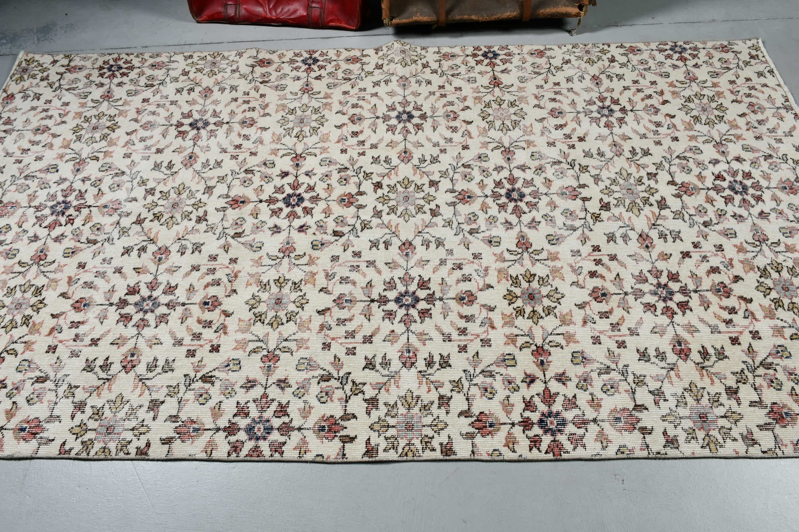 Yemek Odası Halıları, Bej Fas Halıları, Vintage Halı, 4,7x8,3 ft Alan Halıları, Türk Halıları, İç Mekan Halısı, Antika Halılar, Etnik Halı, Havalı Halı