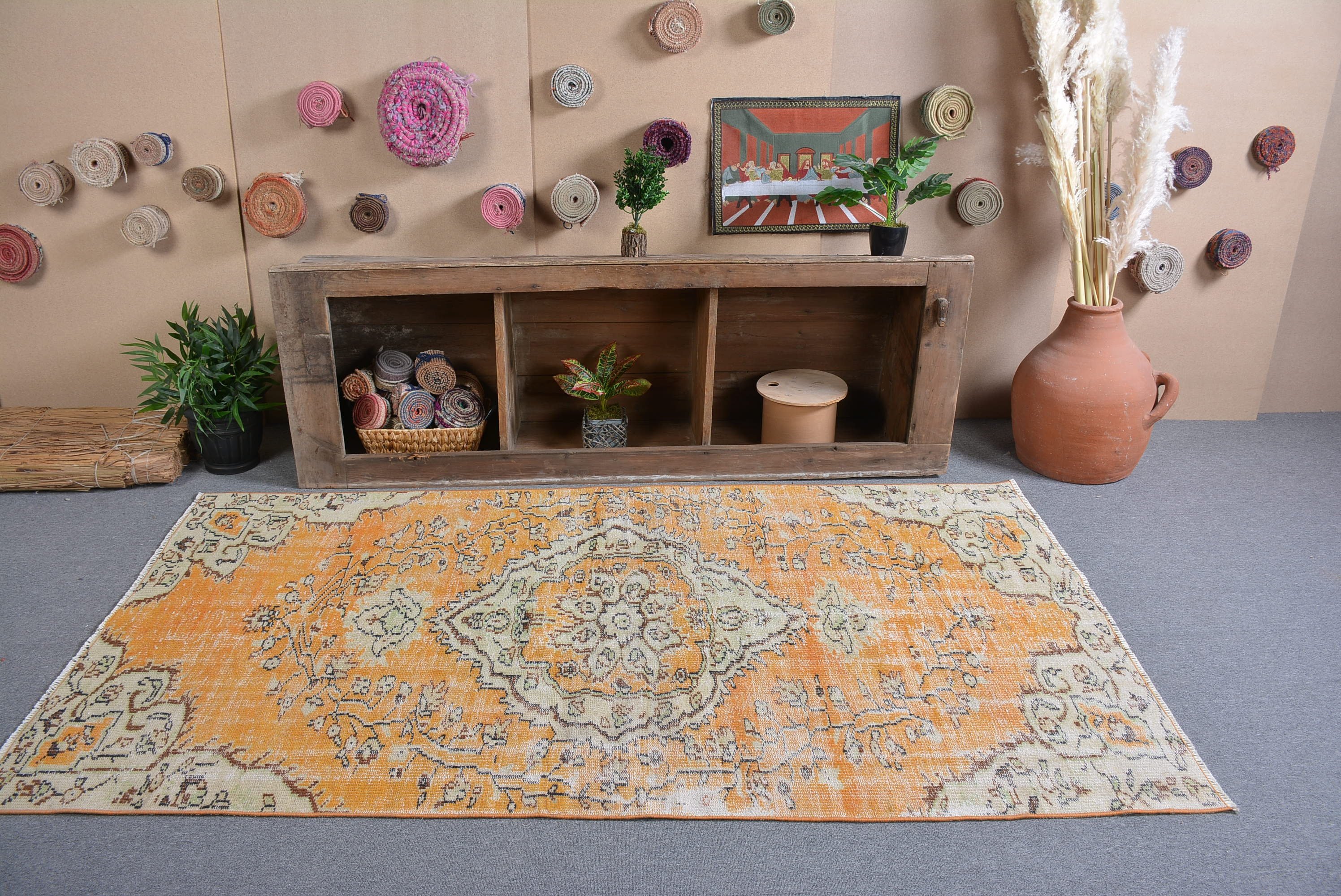 Oriental Rug, Rugs for Area, Handmade Rug, Turkish Rugs, 3.9x7.4 ft Area Rugs, Nomadic Rugs, Living Room Rug, Vintage Rug, Floor Rug