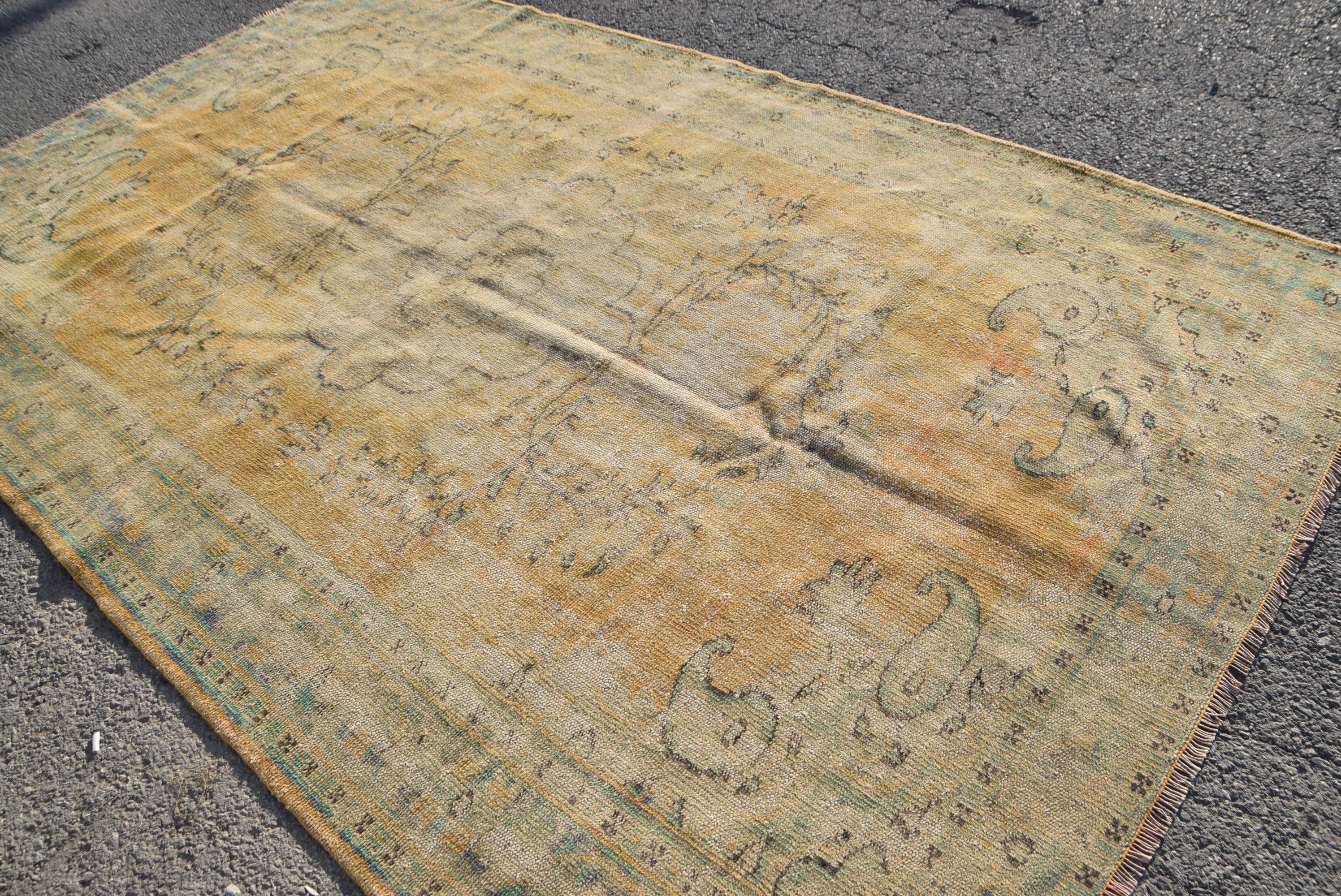 Cool Rug, Turkish Rug, Yellow Oushak Rug, Ethnic Rug, Dining Room Rug, Vintage Rugs, 6.2x10.3 ft Large Rug, Salon Rug, Antique Rug