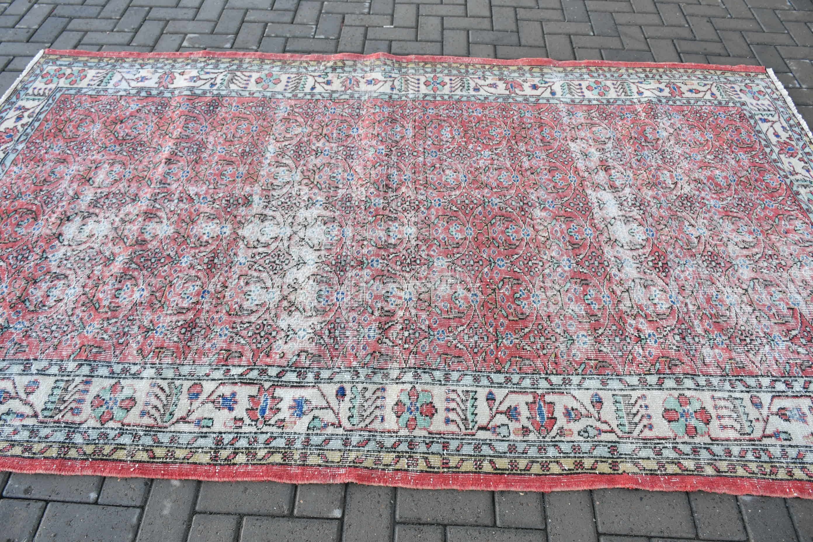 Antique Rug, Vintage Rugs, Oriental Rugs, 5.4x9.1 ft Large Rugs, Salon Rug, Turkish Rug, Bedroom Rug, Rugs for Dining Room, Red Wool Rug