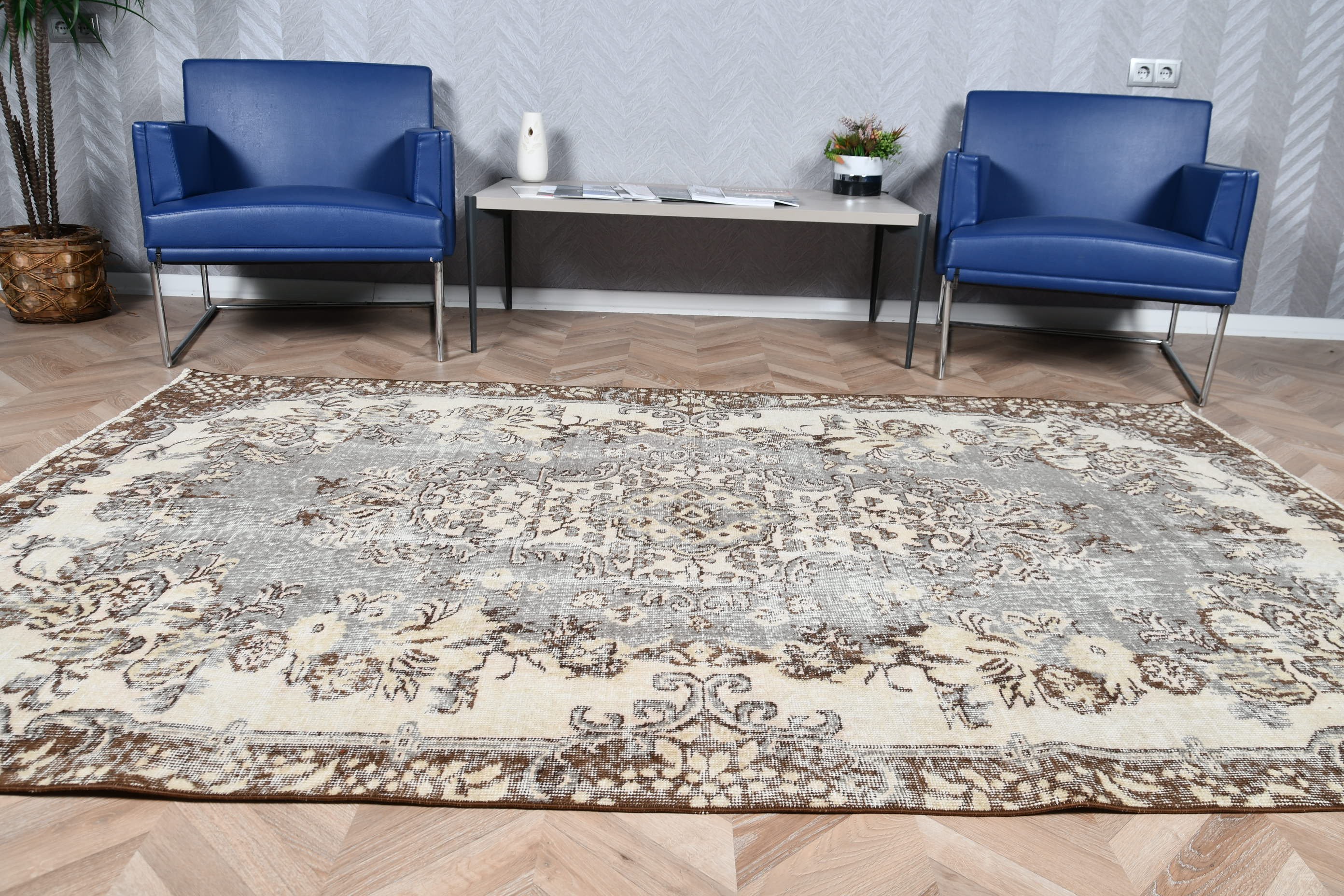 Salon Halısı, 5.1x8 ft Büyük Halılar, Yemek Odası Halıları, Soğuk Halı, Vintage Halı, Yatak Odası Halısı, Sessiz Halı, Gri Fas Halıları, Türk Halısı