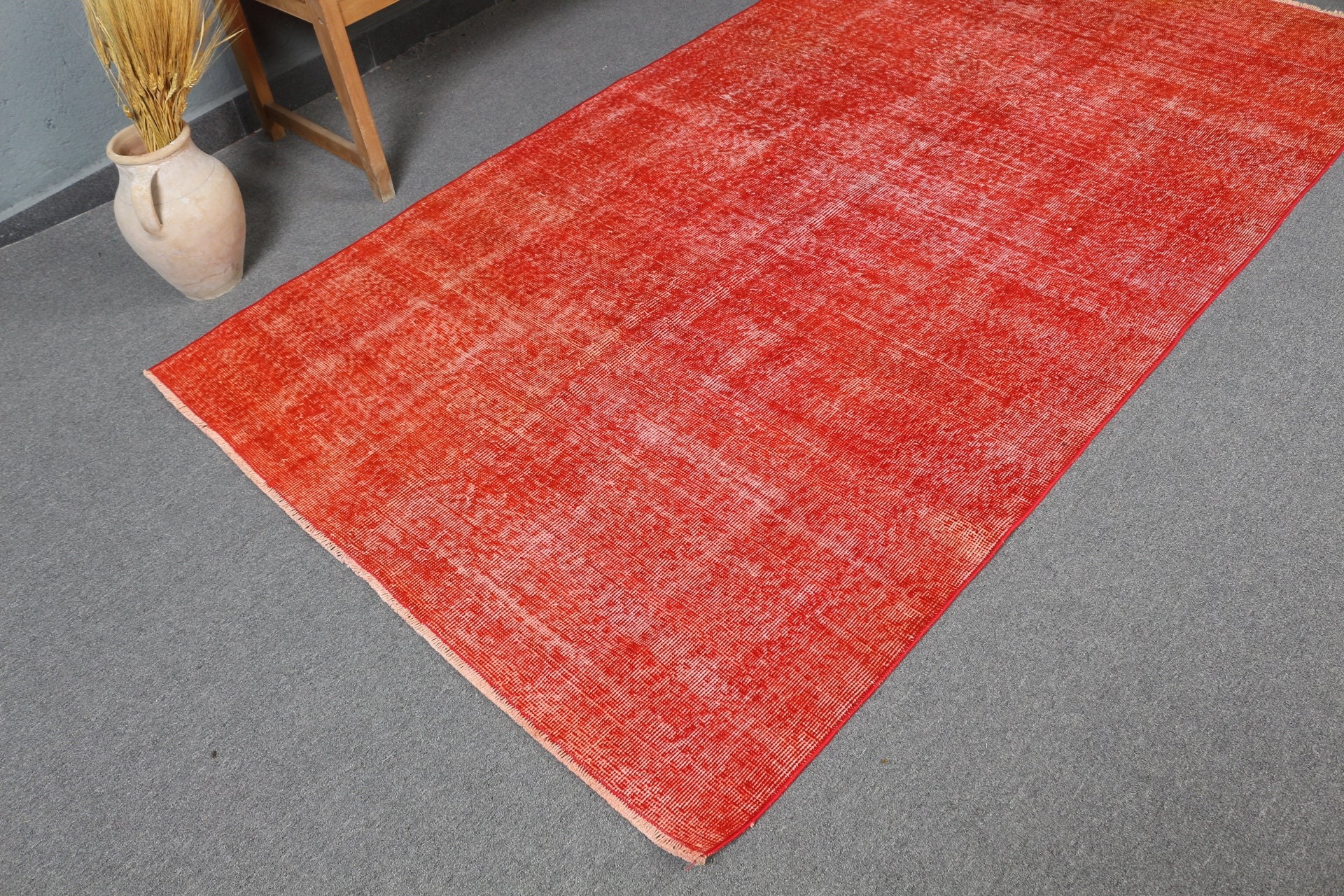 Nursery Rug, Bedroom Rugs, Vintage Rug, Turkey Rug, Red Oushak Rugs, Rugs for Kitchen, Turkish Rug, 4.6x8.1 ft Area Rug