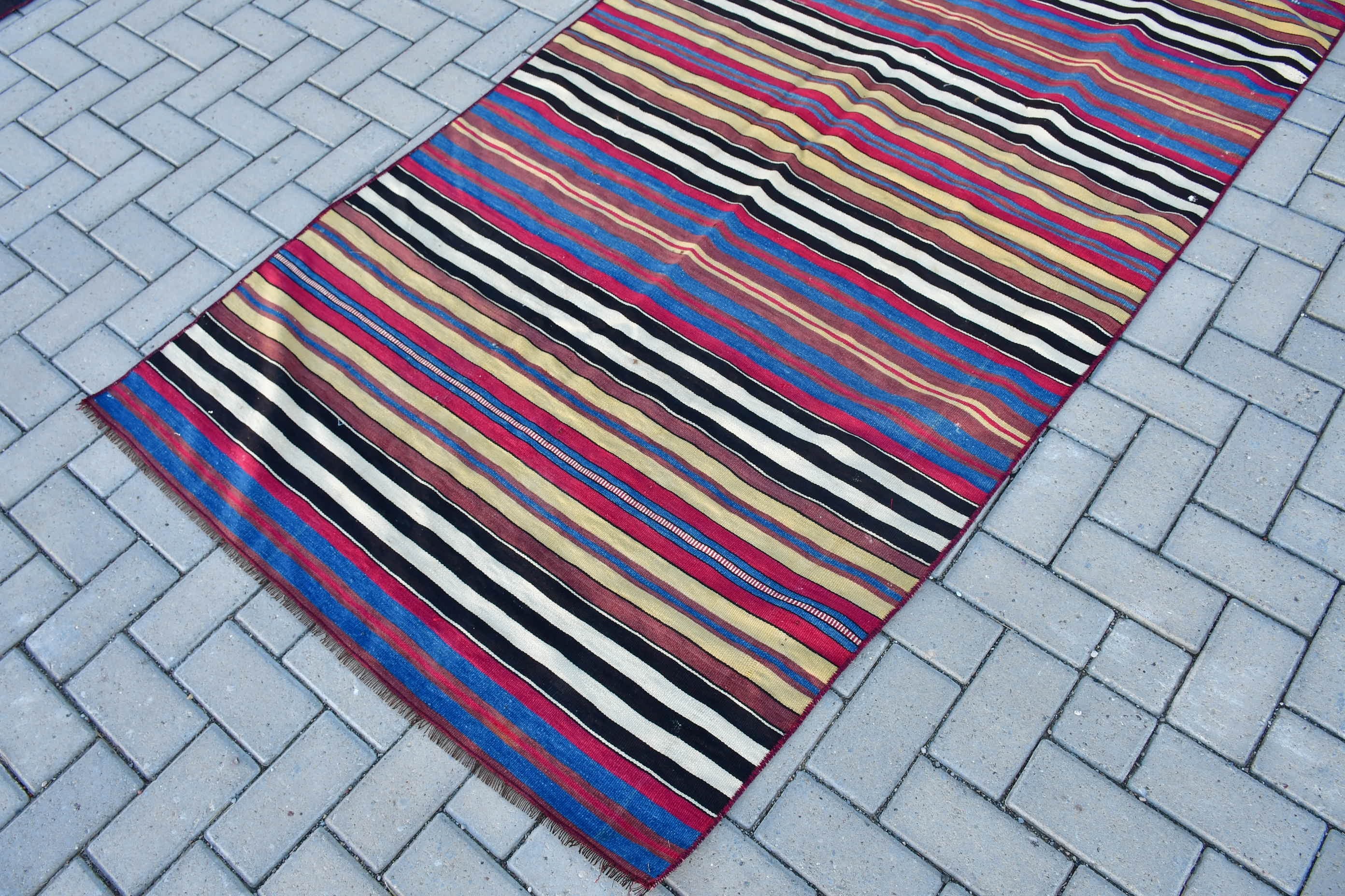 Kilim, Vintage Halı, Anadolu Halıları, Mavi Oryantal Halı, Yemek Odası Halısı, Türk Halıları, Yer Halısı, 3,9x7,4 ft Alan Halıları