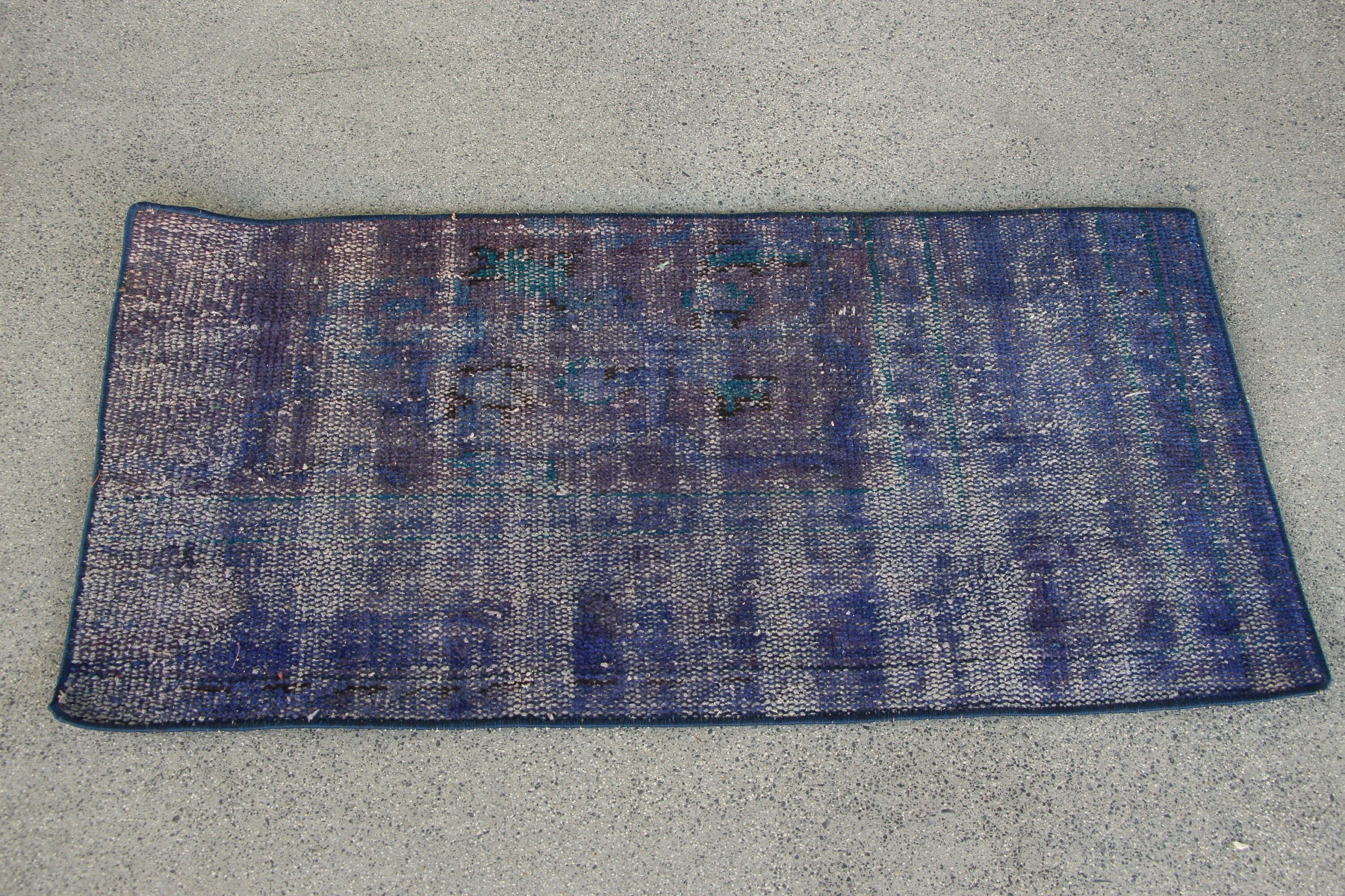 Turkish Rug, Blue Bedroom Rug, Door Mat Rugs, Bedroom Rug, Rugs for Nursery, 1.6x3.3 ft Small Rugs, Old Rug, Vintage Rugs, Home Decor Rug