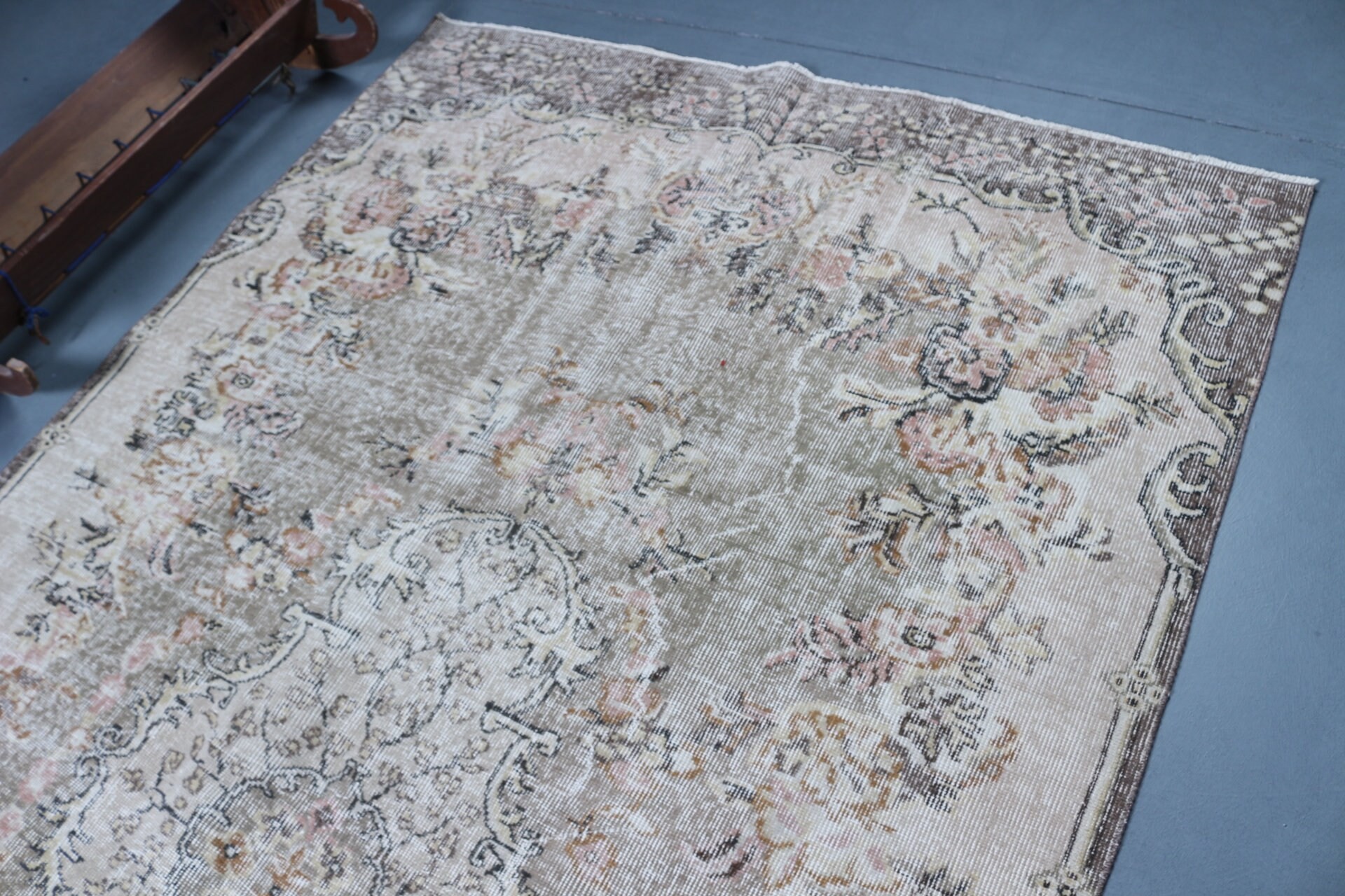 Vintage Rug, Wool Rug, Rugs for Salon, Turkish Rug, Salon Rug, Bedroom Rug, Antique Rug, Beige Home Decor Rugs, 5.7x10 ft Large Rug