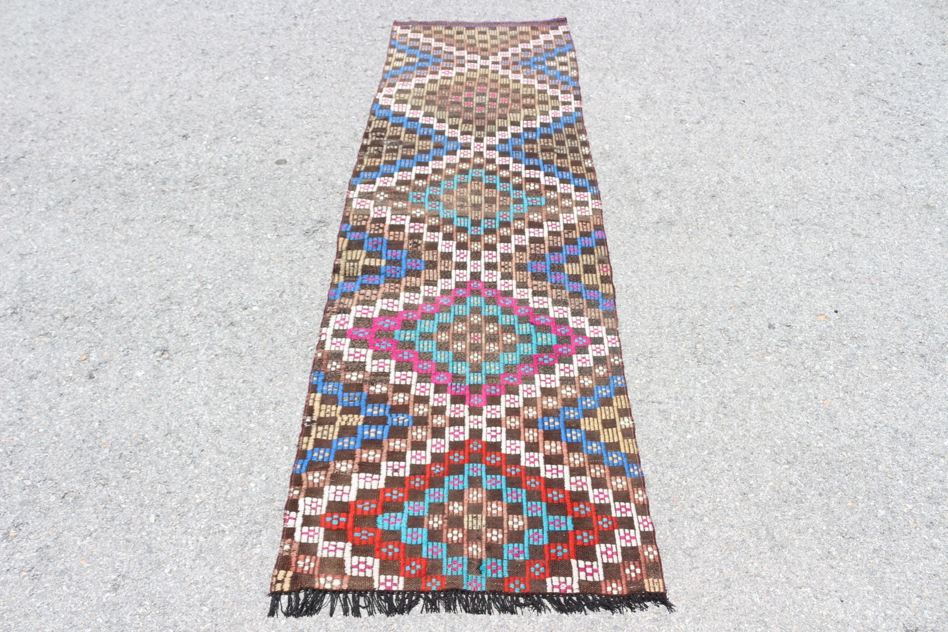 Kahverengi Ev Dekor Halıları, Türk Halıları, Merdiven Halıları, Yatak Odası Halıları, 2.3x7.6 ft Runner Halısı, Kilim, Antika Halı, Koridor Halısı, Vintage Halı