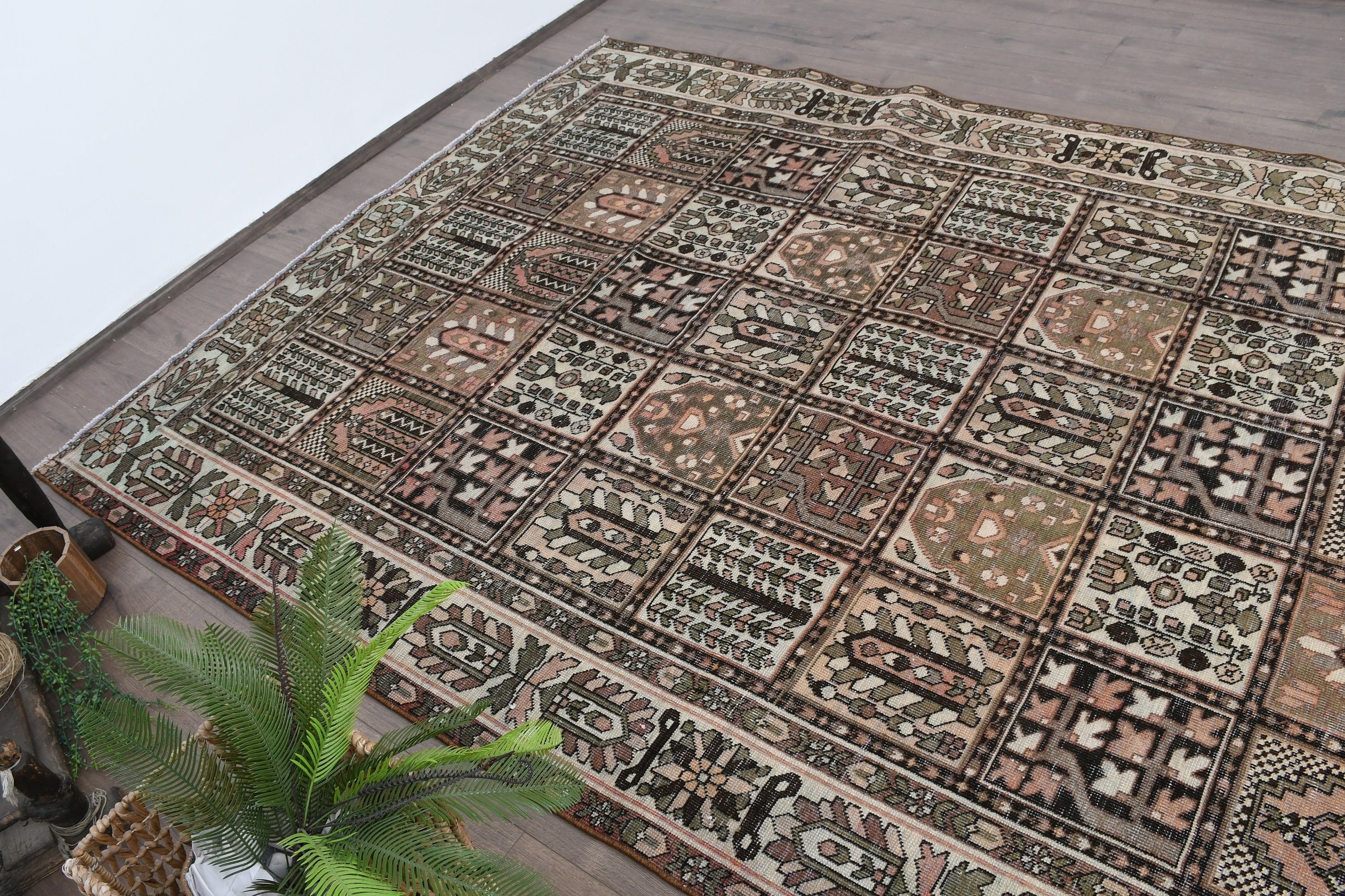 Salon Rugs, Oushak Rugs, 6.6x9.7 ft Large Rug, Vintage Rug, Dorm Rugs, Living Room Rugs, Art Rug, Moroccan Rug, Brown Wool Rug, Turkish Rug