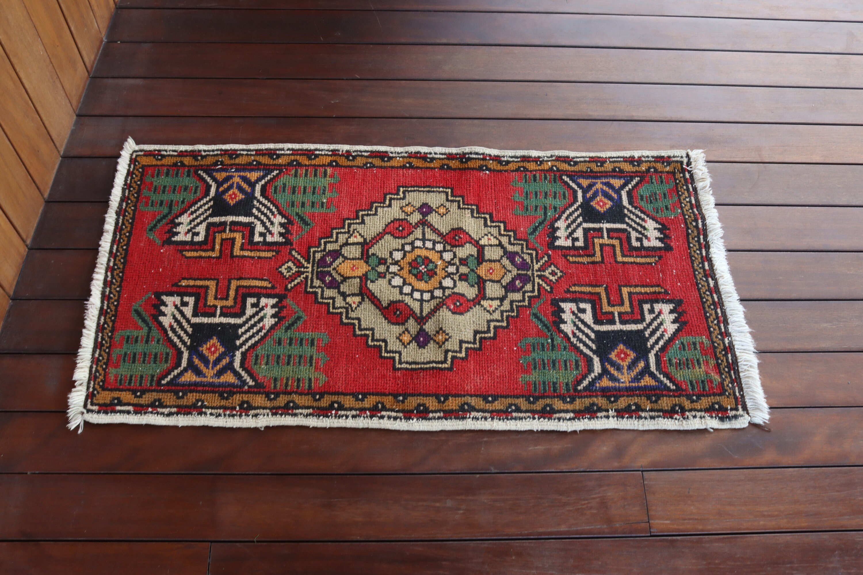 Kırmızı Yatak Odası Halıları, Vintage Halı, Küçük Vintage Halı, Küçük Alan Halıları, 1.6x3.1 ft Küçük Halı, Antika Halı, Ev Dekorasyonu Halıları, Türk Halıları