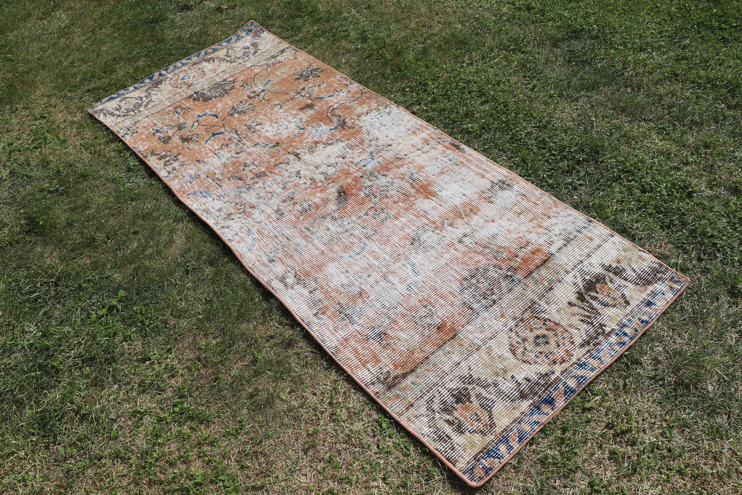 Turkish Rug, Small Vintage Rug, Turkey Rug, Vintage Rug, Wall Hanging Rugs, Brown  1.9x5 ft Small Rugs, Cool Rugs, Oushak Rug