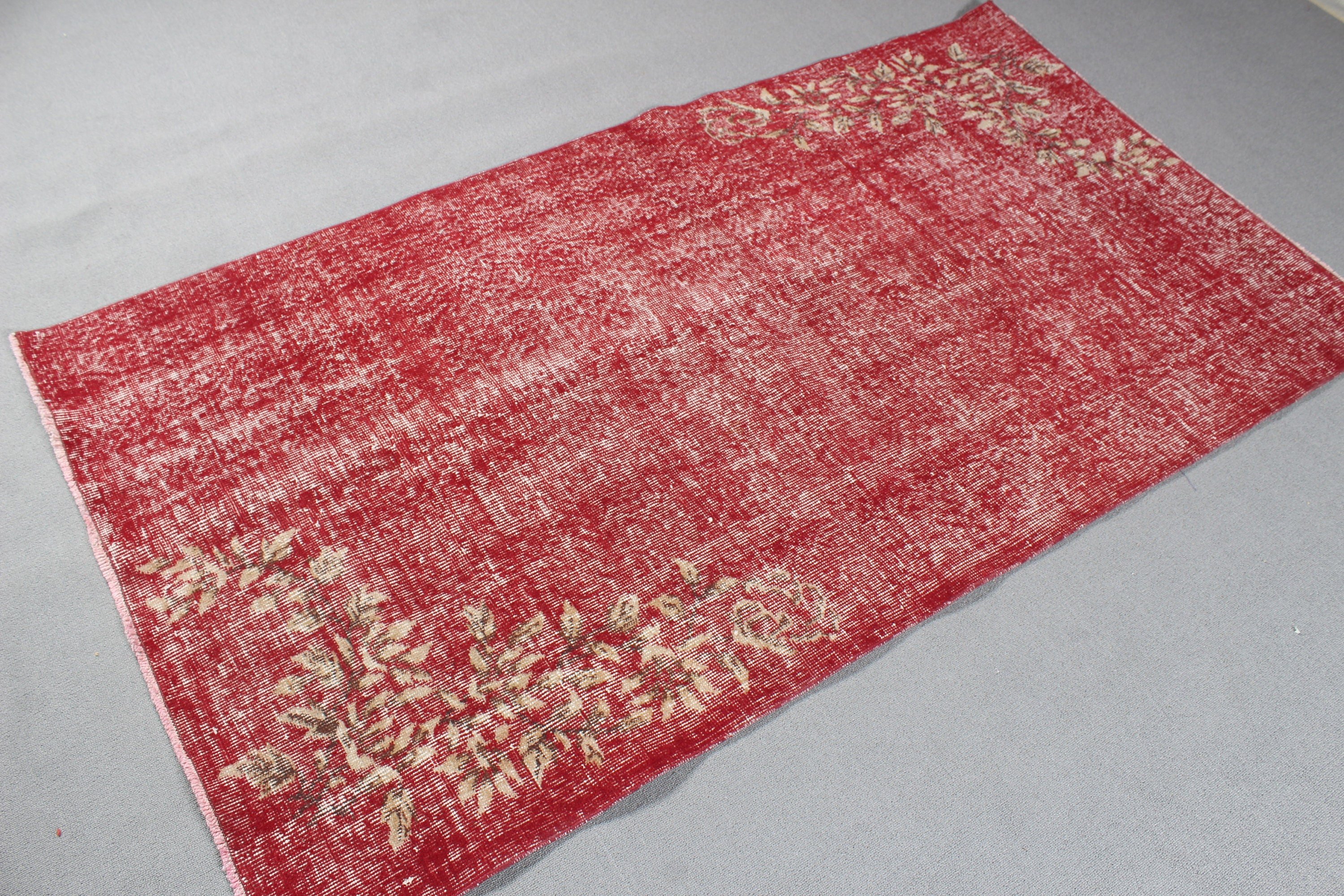 Kitchen Rugs, Turkish Rugs, 3.6x6.5 ft Accent Rugs, Anatolian Rugs, Office Rug, Vintage Rugs, Entry Rug, Rugs for Bedroom, Red Moroccan Rug