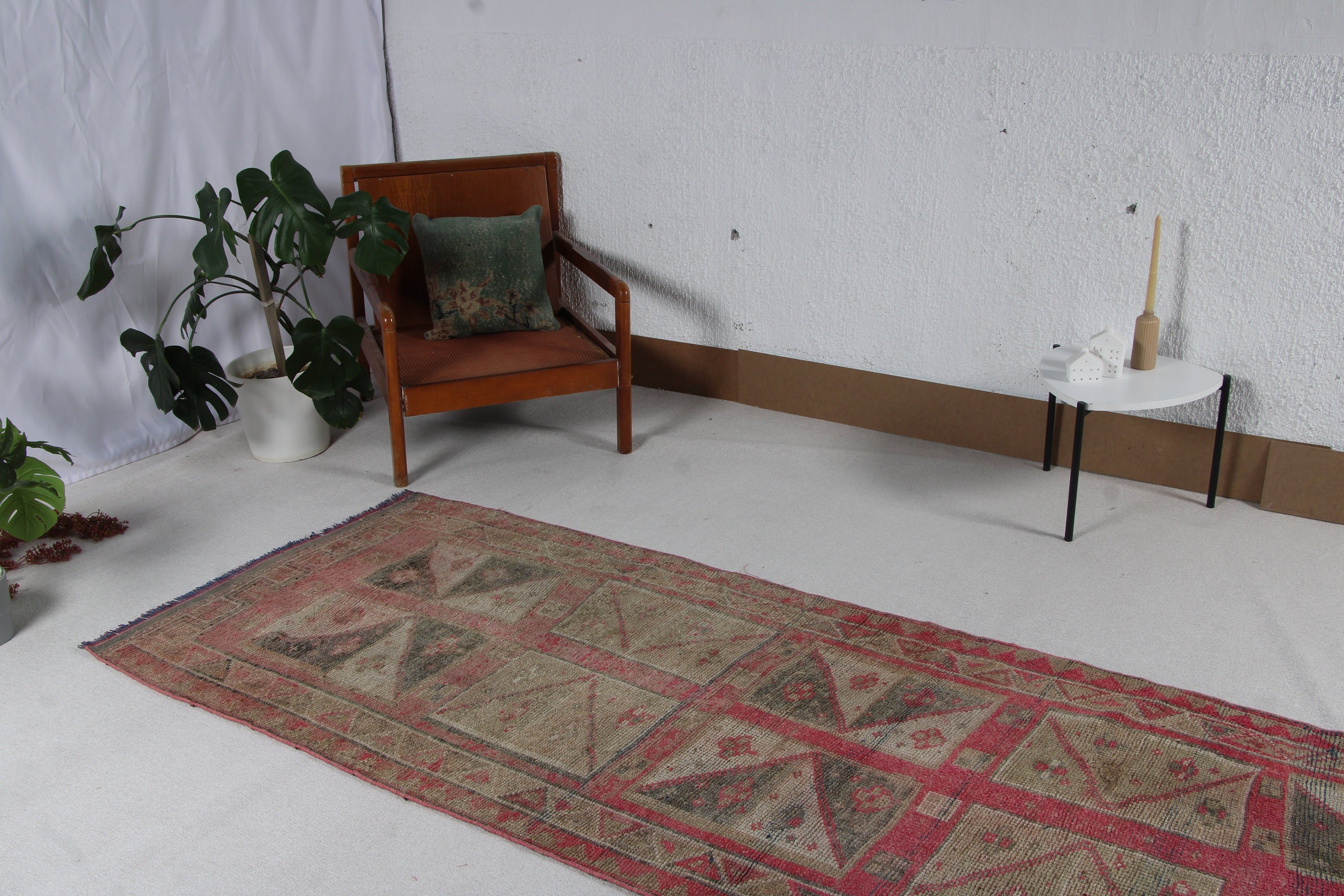 Vintage Halılar, Pembe Lüks Halı, Beni Ourain Runner Halısı, Oushak Halıları, Türk Halısı, Vintage Runner Halıları, El Dokuma Halı, 3,4x9,8 ft Runner Halısı