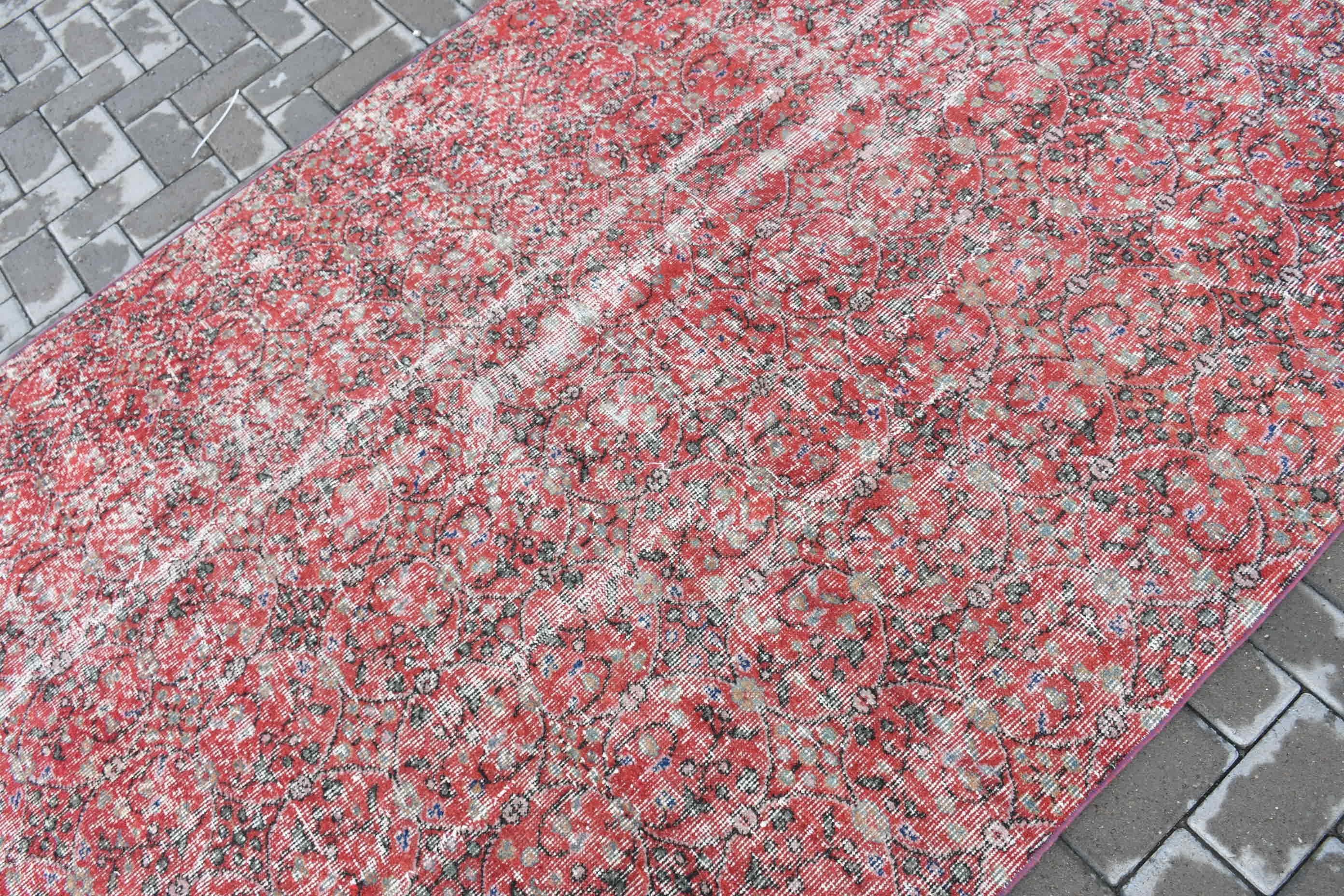 Anatolian Rug, Indoor Rugs, Red Oriental Rugs, Vintage Rug, Turkish Rugs, 5x7.7 ft Area Rugs, Rugs for Floor, Moroccan Rug, Bedroom Rug