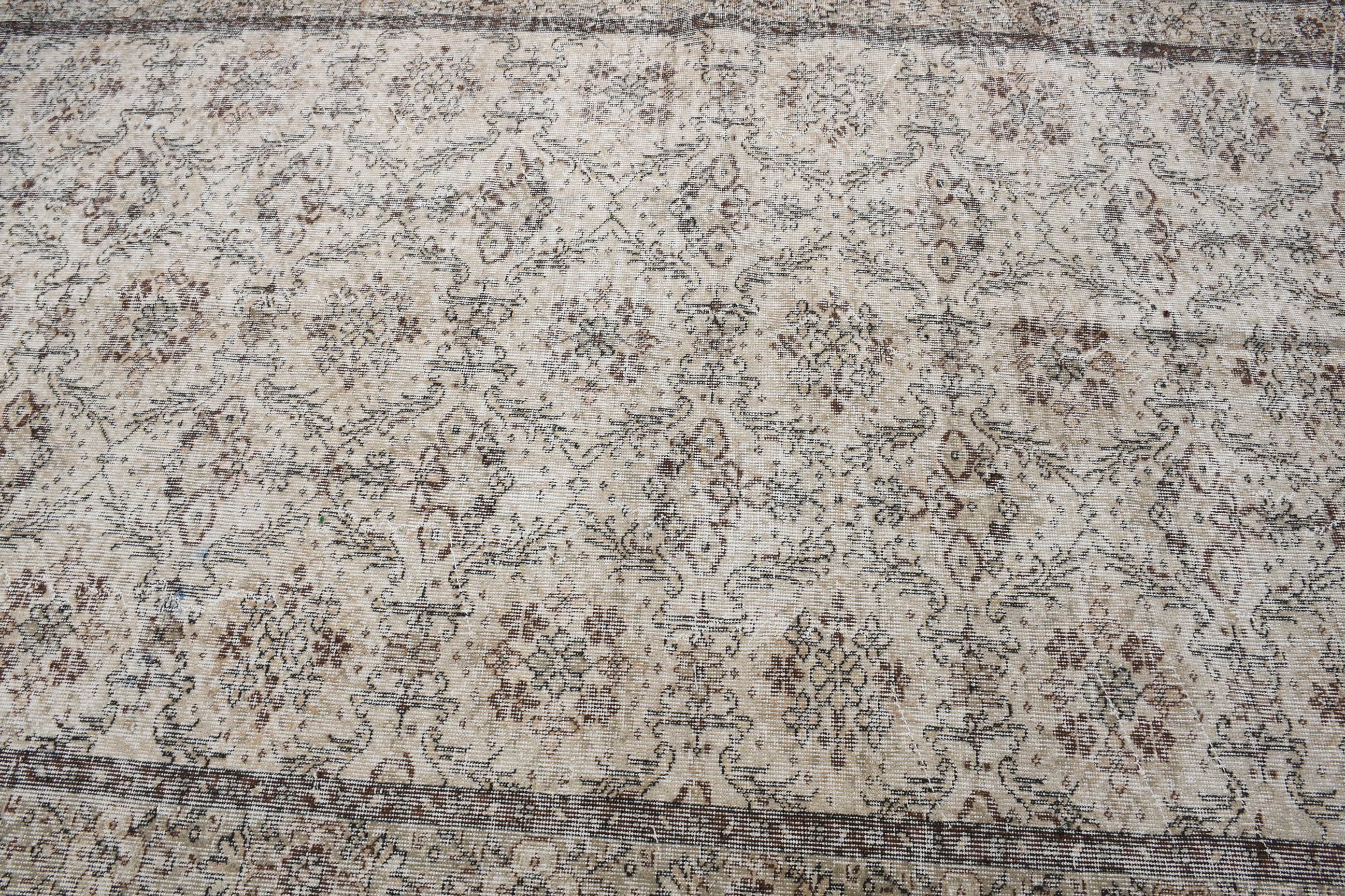 Oushak Halısı, Anadolu Halısı, Türk Halıları, Yemek Odası Halısı, Bej Fas Halısı, Soluk Halı, Vintage Halı, Oturma Odası Halıları, 5,6x9,4 ft Büyük Halı