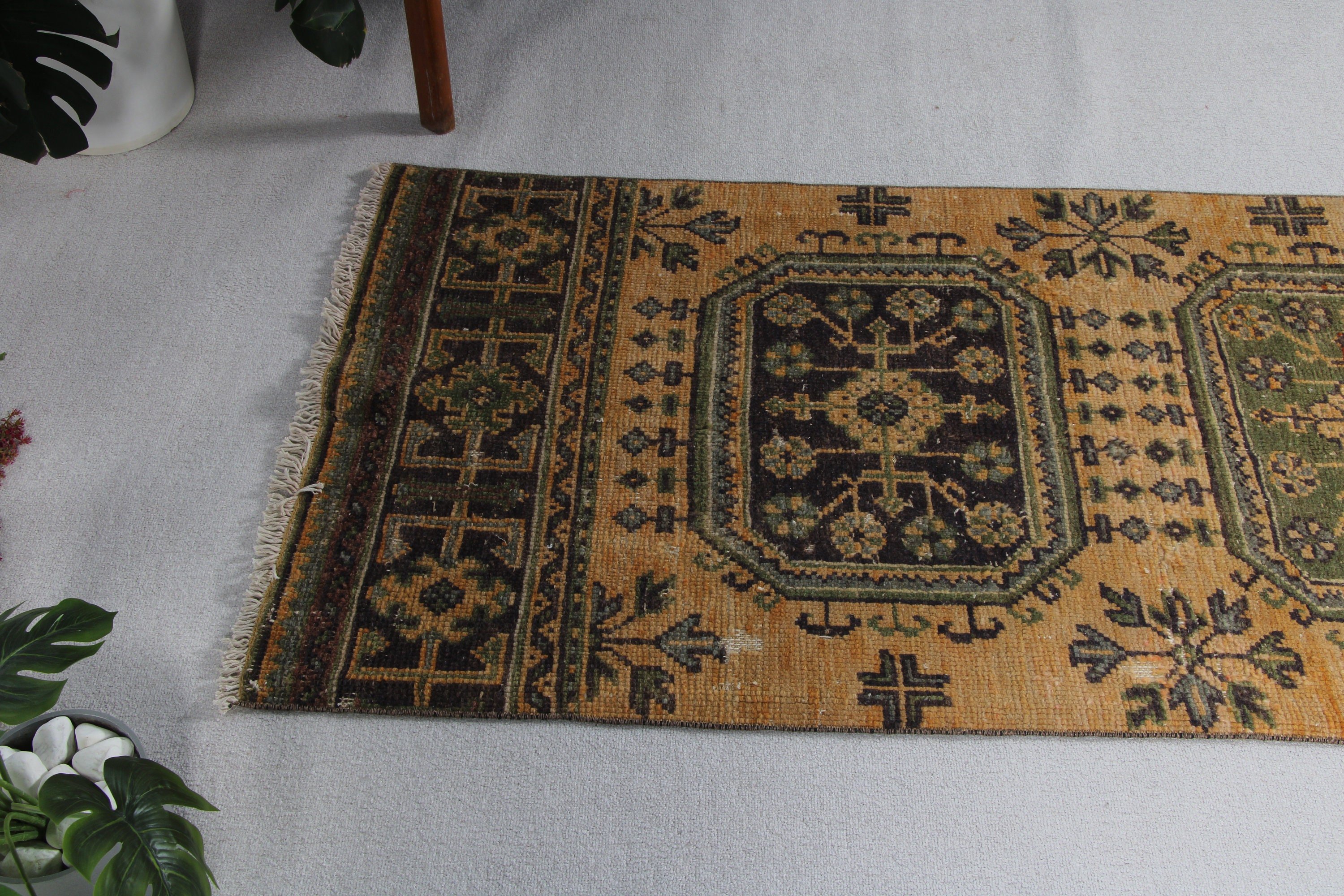 Vintage Halılar, 2.8x21.5 ft Runner Halı, Merdiven Halıları, Kahverengi Düz Dokuma Halılar, Vintage Runner Halılar, Türk Halıları, Yer Halıları