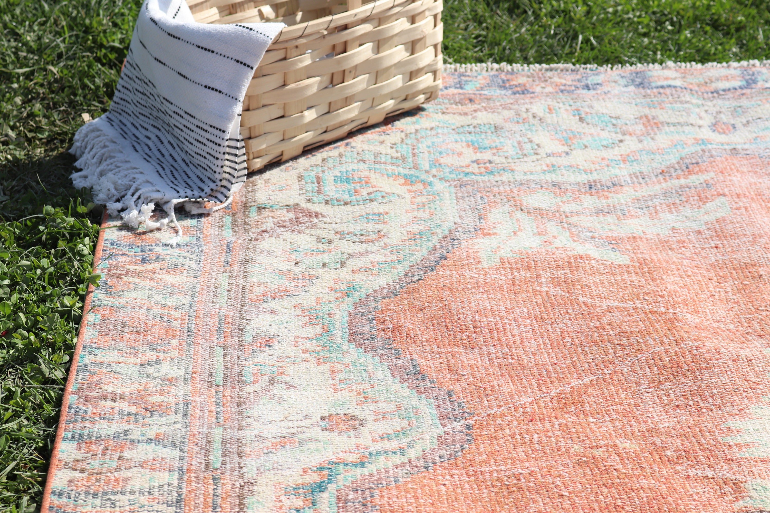 Dining Room Rugs, Home Decor Rug, Anatolian Rug, Turkish Rugs, 5.3x8.2 ft Large Rugs, Orange Geometric Rug, Vintage Rug, Large Boho Rugs