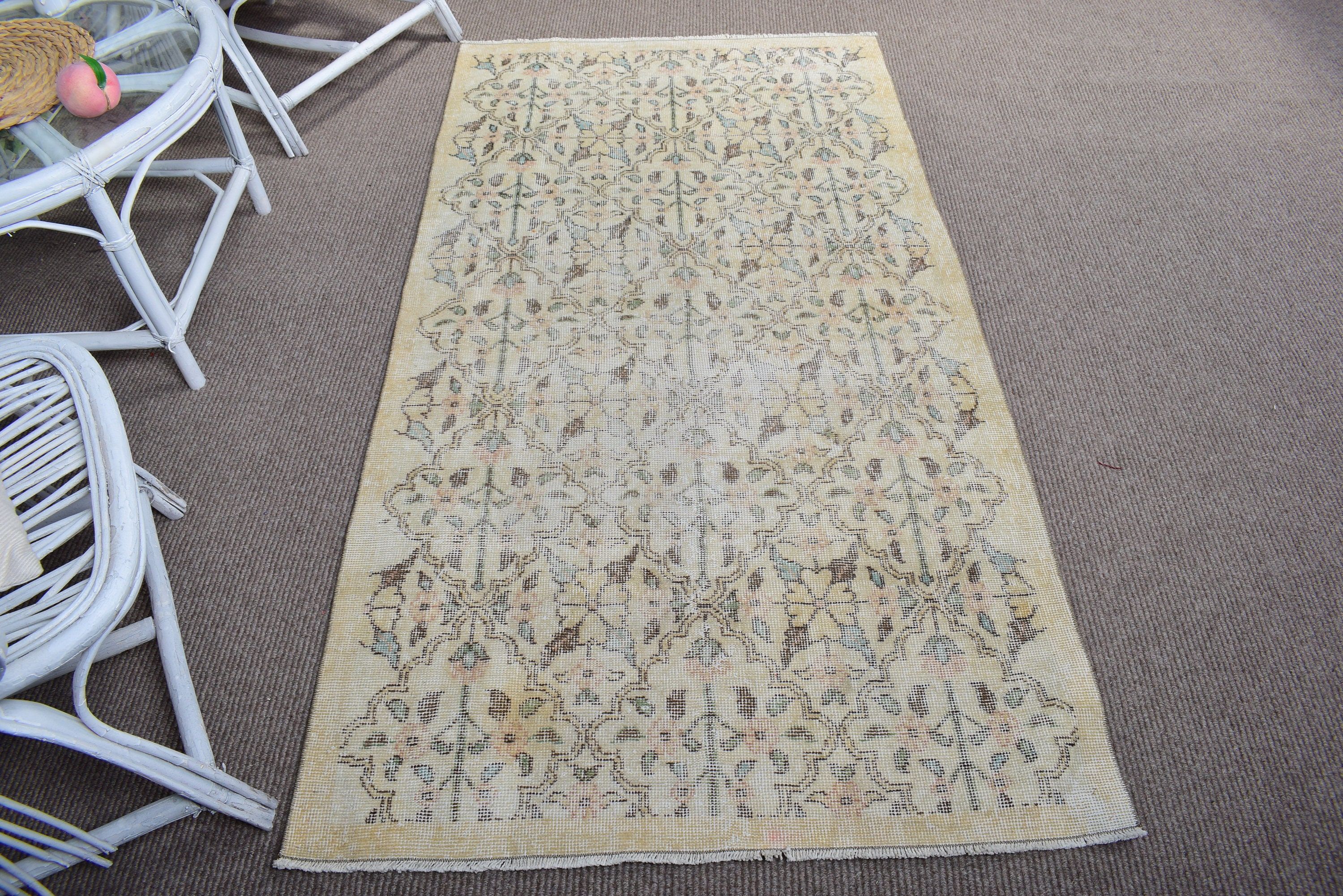 Oushak Rug, Turkish Rug, Beige Oushak Rug, Boho Accent Rug, Vintage Rugs, Bohemian Rugs, 3.3x6.1 ft Accent Rugs, Bedroom Rug, Neutral Rug