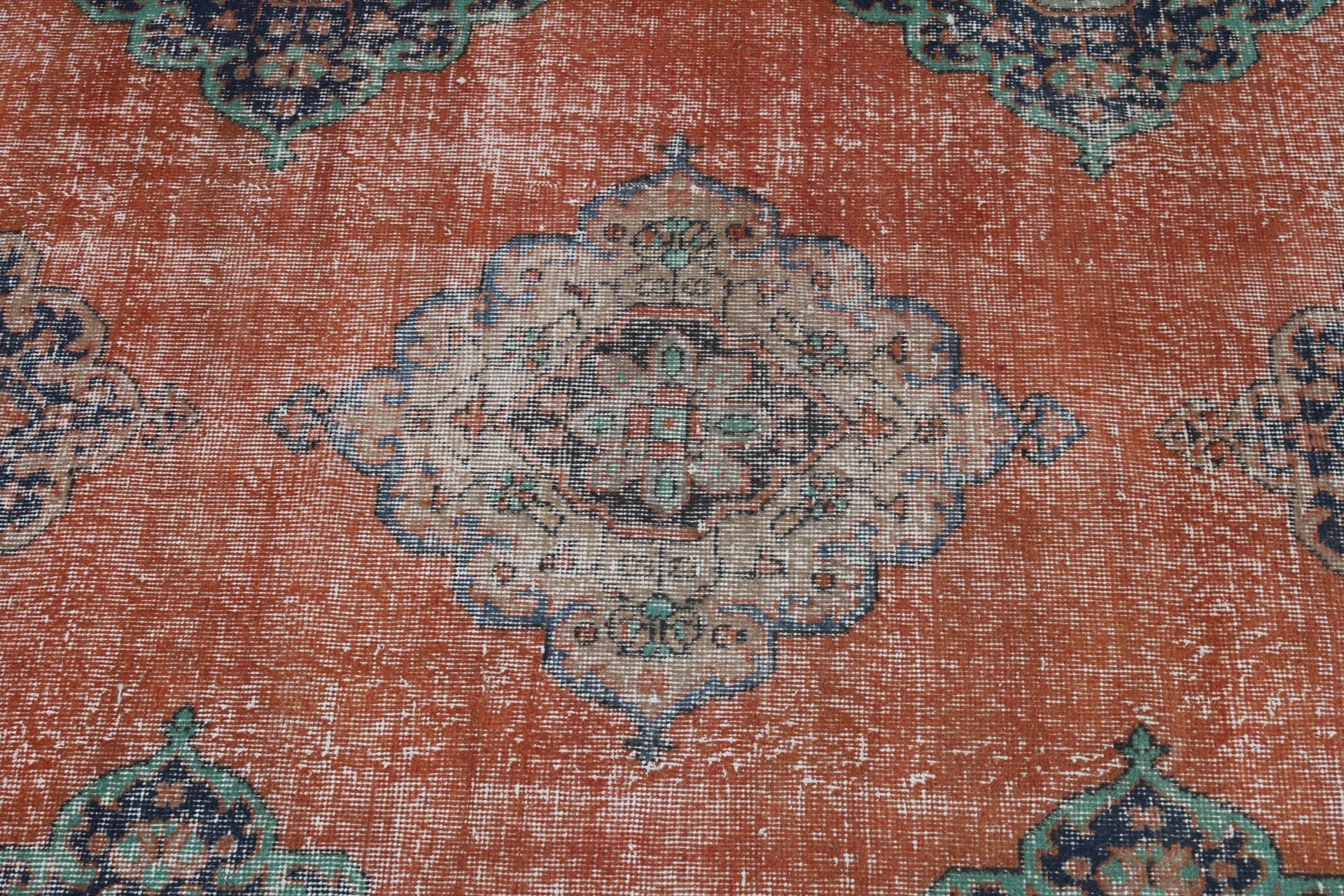 Koridor Halıları, Vintage Halı, Turuncu Oushak Halı, Merdiven Halısı, Açıklama Halısı, Yer Halıları, Türk Halısı, 3,5x9,1 ft Koşucu Halısı, Bohem Halıları