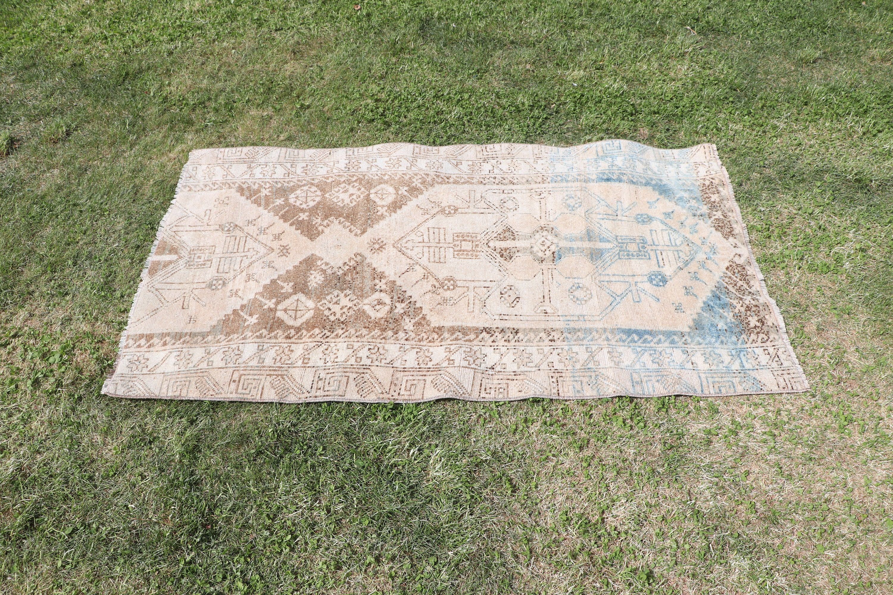 Flatweave Rugs, Vintage Rug, 2.7x4.7 ft Small Rugs, Small Vintage Rugs, Turkish Rug, Modern Rug, Door Mat Rugs, Brown Statement Rug