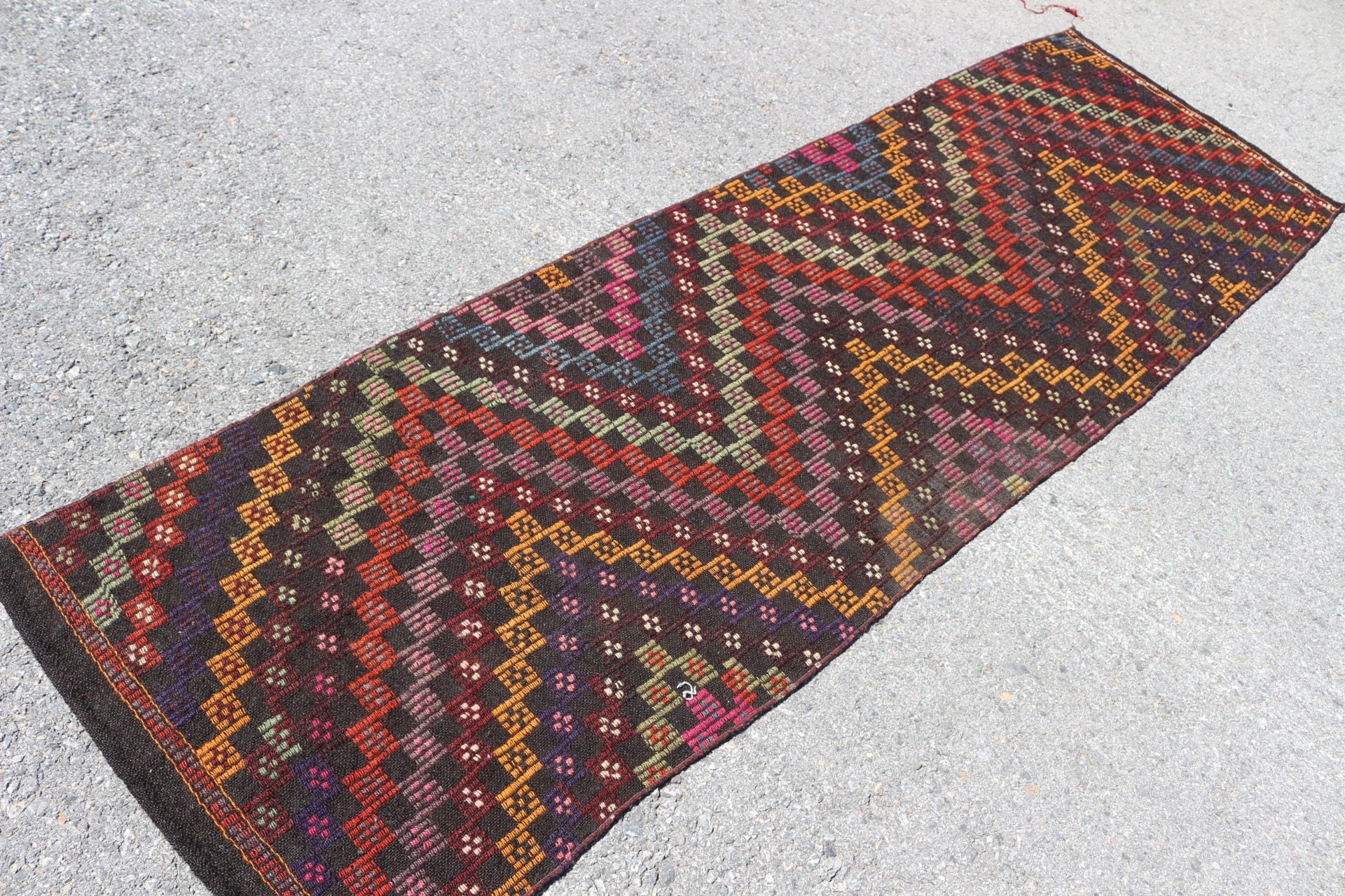 Hallway Rugs, Black Kitchen Rug, Rugs for Runner, Turkish Rug, Antique Rug, 2.6x8.3 ft Runner Rugs, Kilim, Vintage Rugs, Home Decor Rug