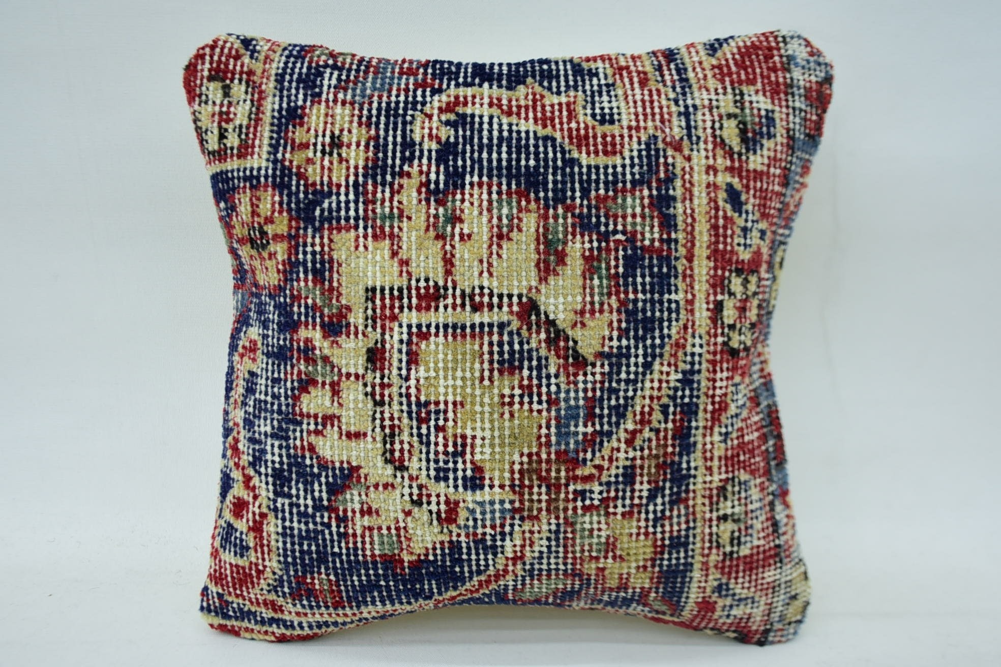 12"x12" Mavi Yastık Kılıfı, Ev Dekor Yastık, İç Tasarım Yastık, El Yapımı Kilim Minder, Destek Minder Kılıfı