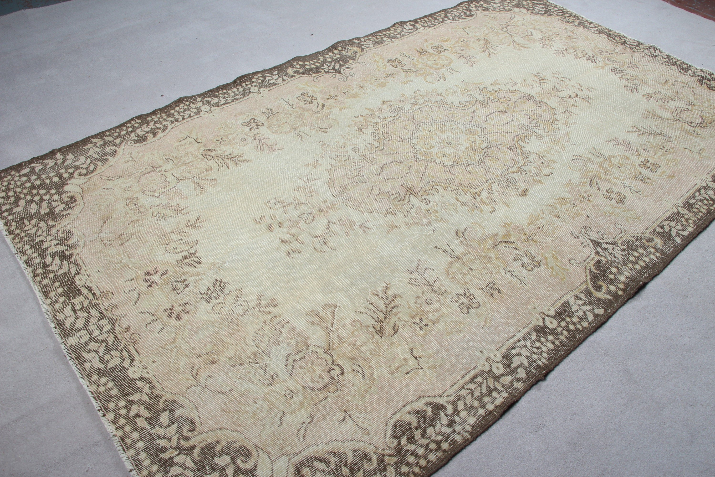 Türk Halısı, Yemek Odası Halıları, Bej Mutfak Halısı, Vintage Halı, Oryantal Halılar, Pastel Halı, Ev Dekor Halısı, 5,6x9,4 ft Büyük Halılar, Salon Halısı