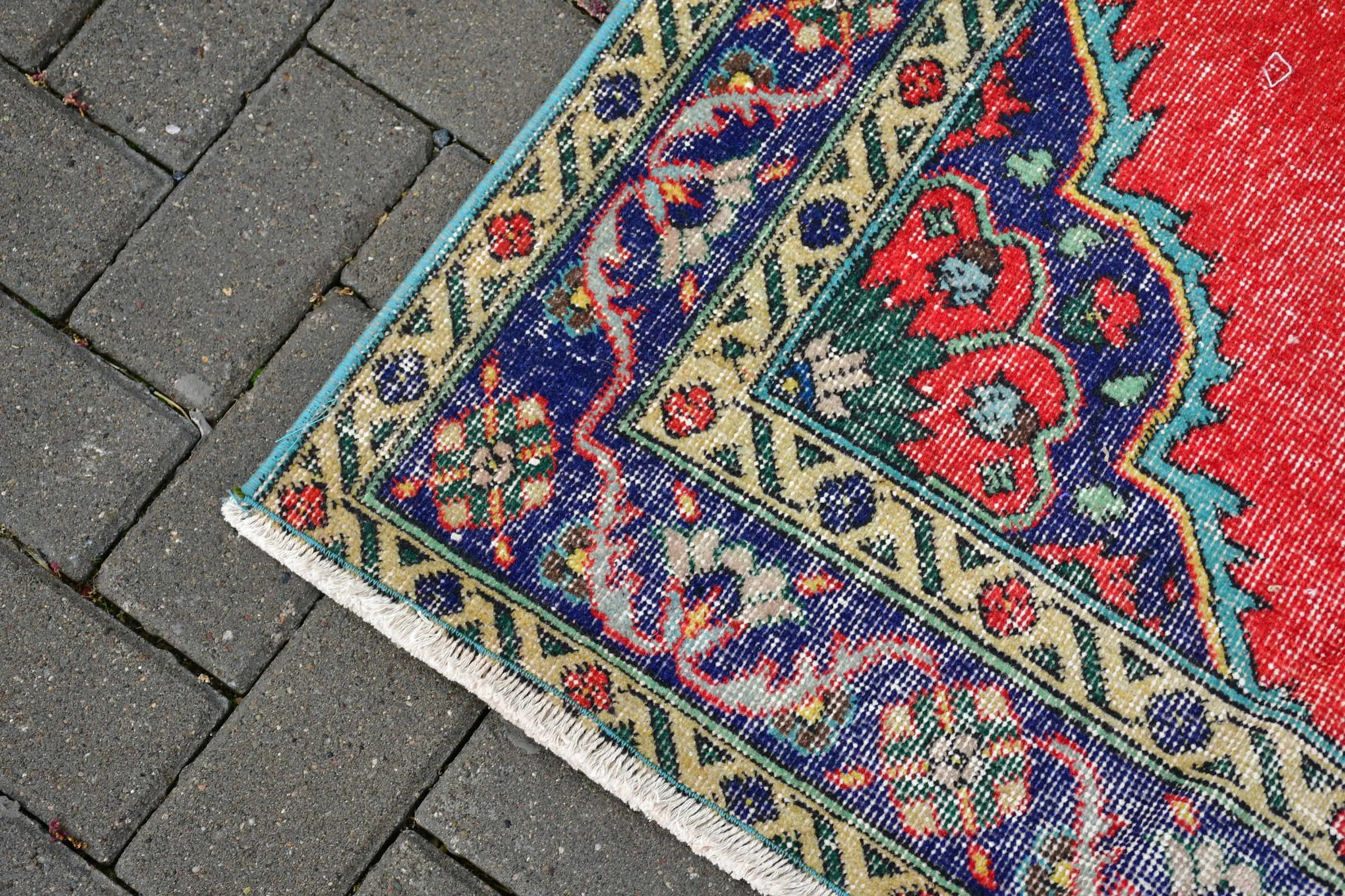 Türk Halıları, Mutfak Halısı, Mutfak Halıları, Sanat Halısı, Vintage Halı, 4.6x12.8 ft Runner Halısı, Oryantal Halılar, Kırmızı Oushak Halıları, Anadolu Halısı