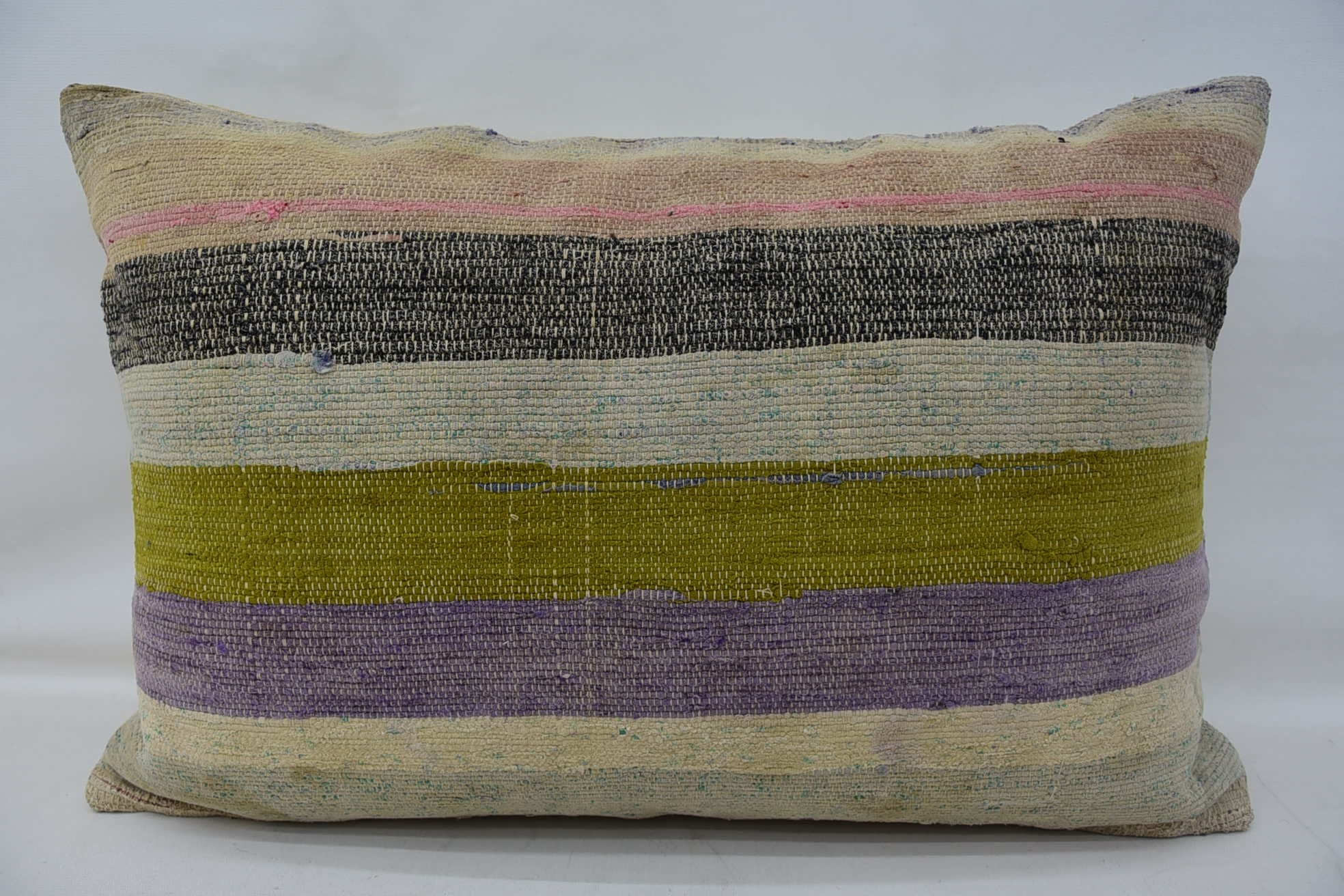 Gift Pillow, Ethnical Kilim Rug Pillow, 16"x24" Green Cushion Case, Throw Kilim Pillow, Outdoor Throw Cushion, Turkish Rugs Pillow Case