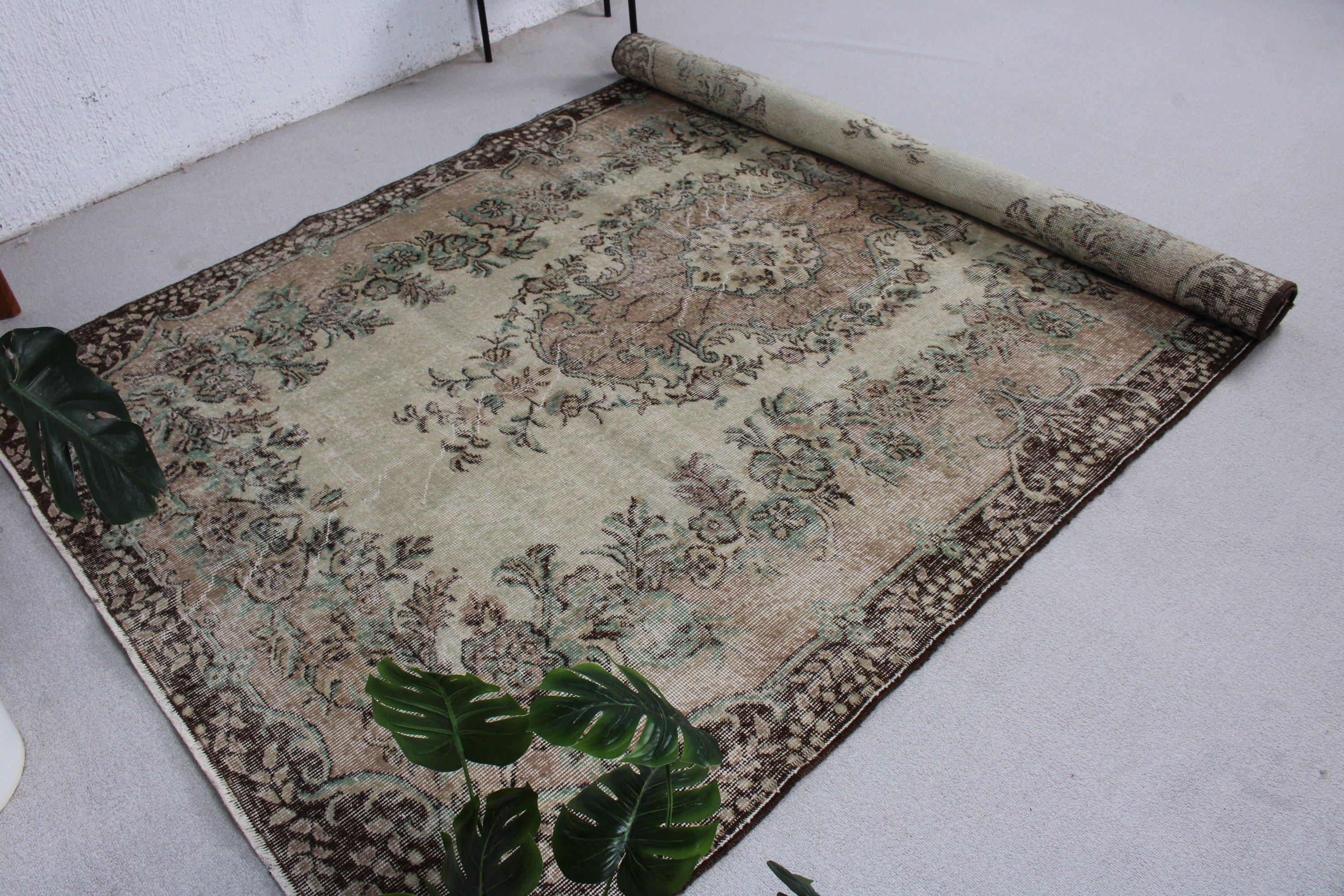 5.8x8.8 ft Büyük Halılar, Kahverengi Soğuk Halı, Oturma Odası Halıları, Vintage Halılar, Türk Halıları, Fas Halısı, Anadolu Halıları, Dış Mekan Halısı, Salon Halısı