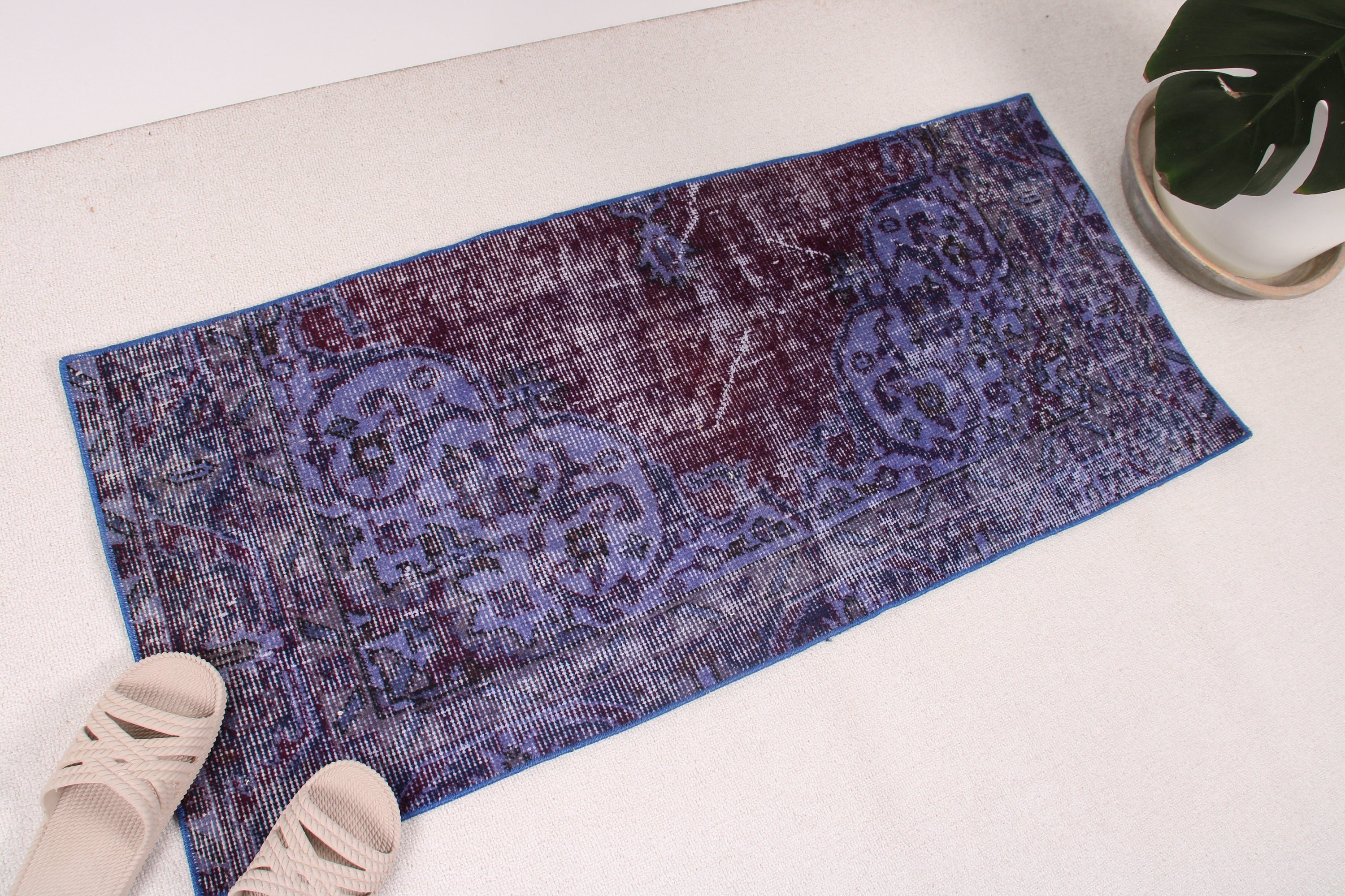 Small Area Rug, Purple Boho Rug, Rugs for Bedroom, Vintage Rugs, Bathroom Rug, Turkish Rug, Oriental Rugs, Floor Rug, 1.6x3.8 ft Small Rug