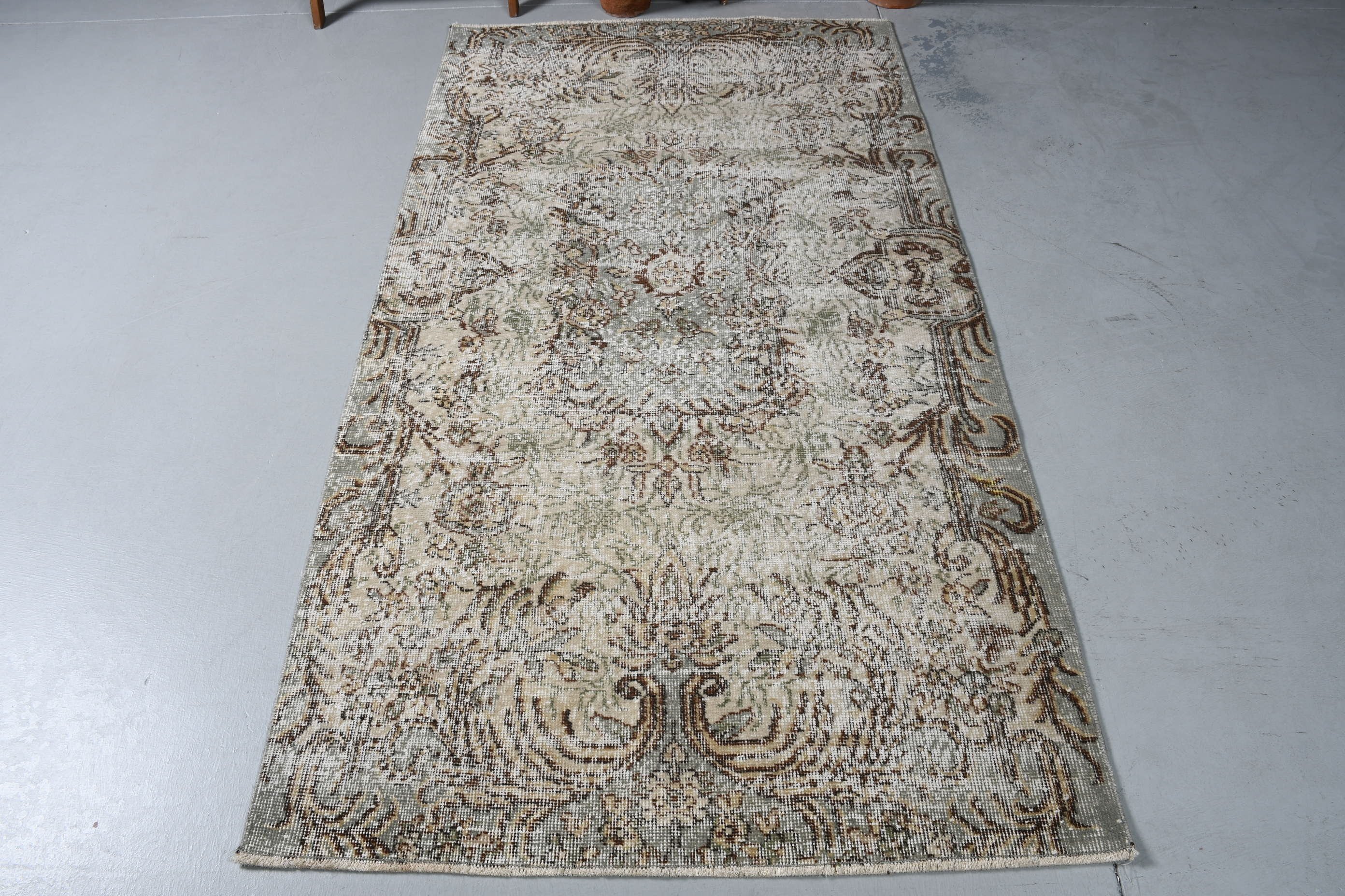 Bohemian Rug, Bedroom Rug, Oushak Rugs, 3.7x6.8 ft Area Rug, Kitchen Rug, Beige Antique Rugs, Rugs for Floor, Vintage Rug, Turkish Rug