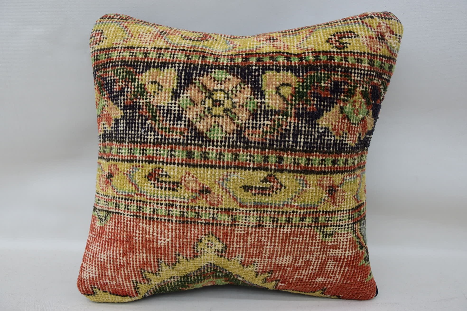 14"x14" Beige Pillow Cover, Antique Pillows, Outdoor Throw Cushion Case, Boho Pillow, Ethnical Kilim Rug Pillow, Aztec Pillow Cover