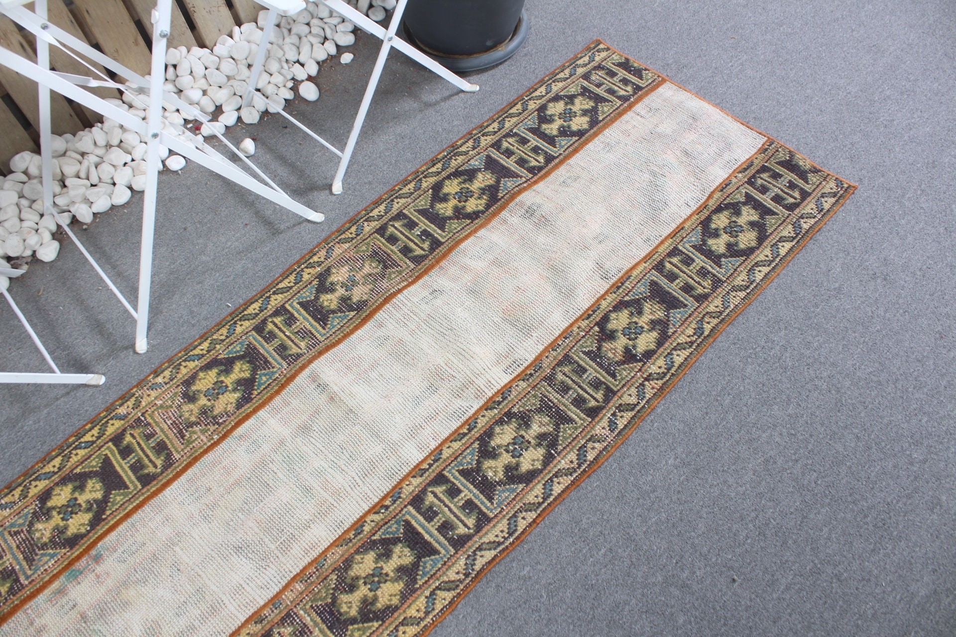 Custom Rug, Kitchen Rug, Turkish Rug, Vintage Rugs, Moroccan Rug, Beige Anatolian Rugs, Hallway Rug, 2.3x7.6 ft Runner Rugs, Floor Rug