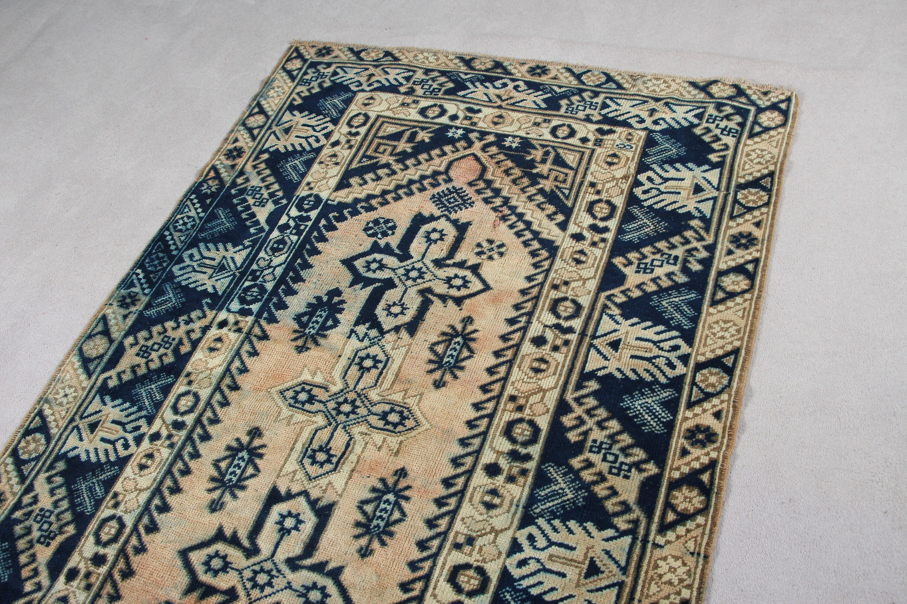 Rugs for Floor, Blue Oushak Rugs, 3.9x6.4 ft Area Rugs, Nursery Rug, Moroccan Rug, Living Room Rugs, Floor Rug, Vintage Rugs, Turkish Rug