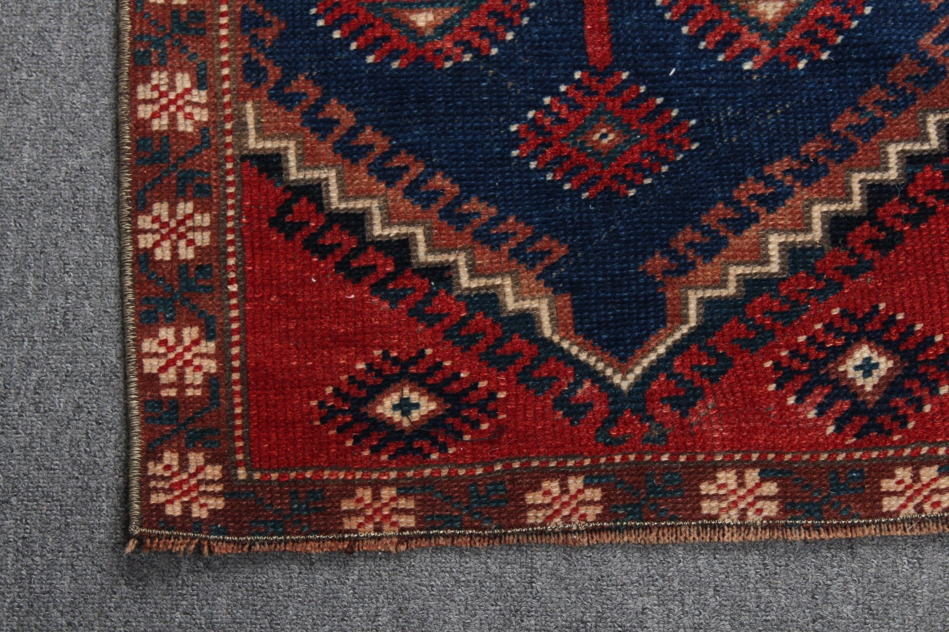 Duvara Asılan Halılar, Yatak Odası Halısı, Soğuk Halı, Mavi Anadolu Halısı, 1.7x3.8 ft Küçük Halı, Türk Halısı, Vintage Halı, Yün Halılar, Yatak Odası Halıları