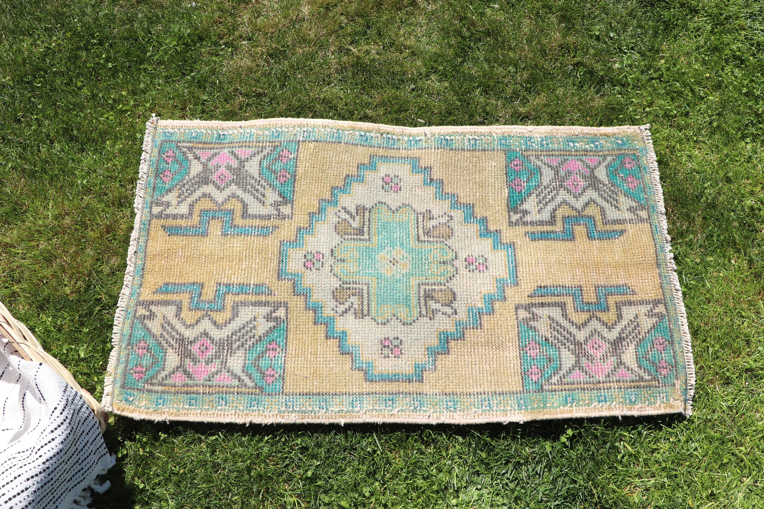 Vintage Rugs, Luxury Rugs, 1.5x2.7 ft Small Rug, Tribal Rugs, Small Vintage Rugs, Yellow Bedroom Rug, Neutral Rugs, Turkish Rugs, Entry Rug