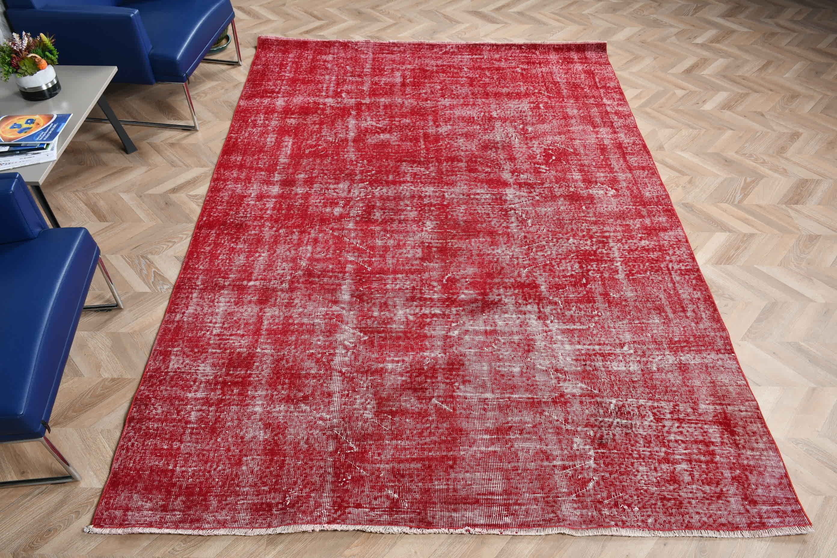 Kitchen Rug, 6.6x9.4 ft Large Rug, Vintage Rugs, Turkish Rugs, Red Oushak Rug, Dining Room Rugs, Living Room Rug, Home Decor Rug, Aztec Rug