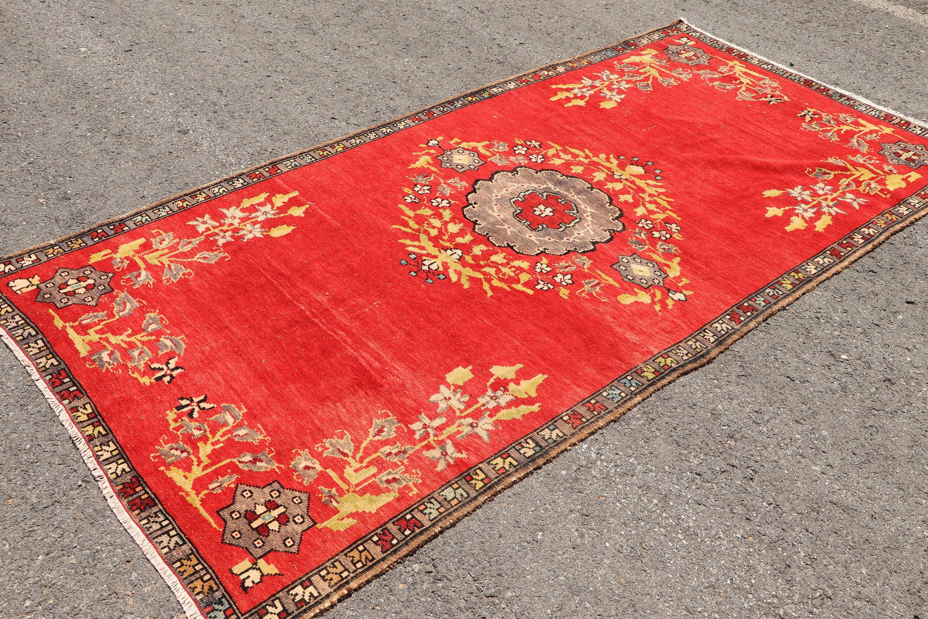 Salon Rugs, Rugs for Salon, Red Oushak Rugs, 4.5x9.2 ft Large Rug, Turkish Rug, Floor Rugs, Living Room Rug, Bedroom Rug, Vintage Rug