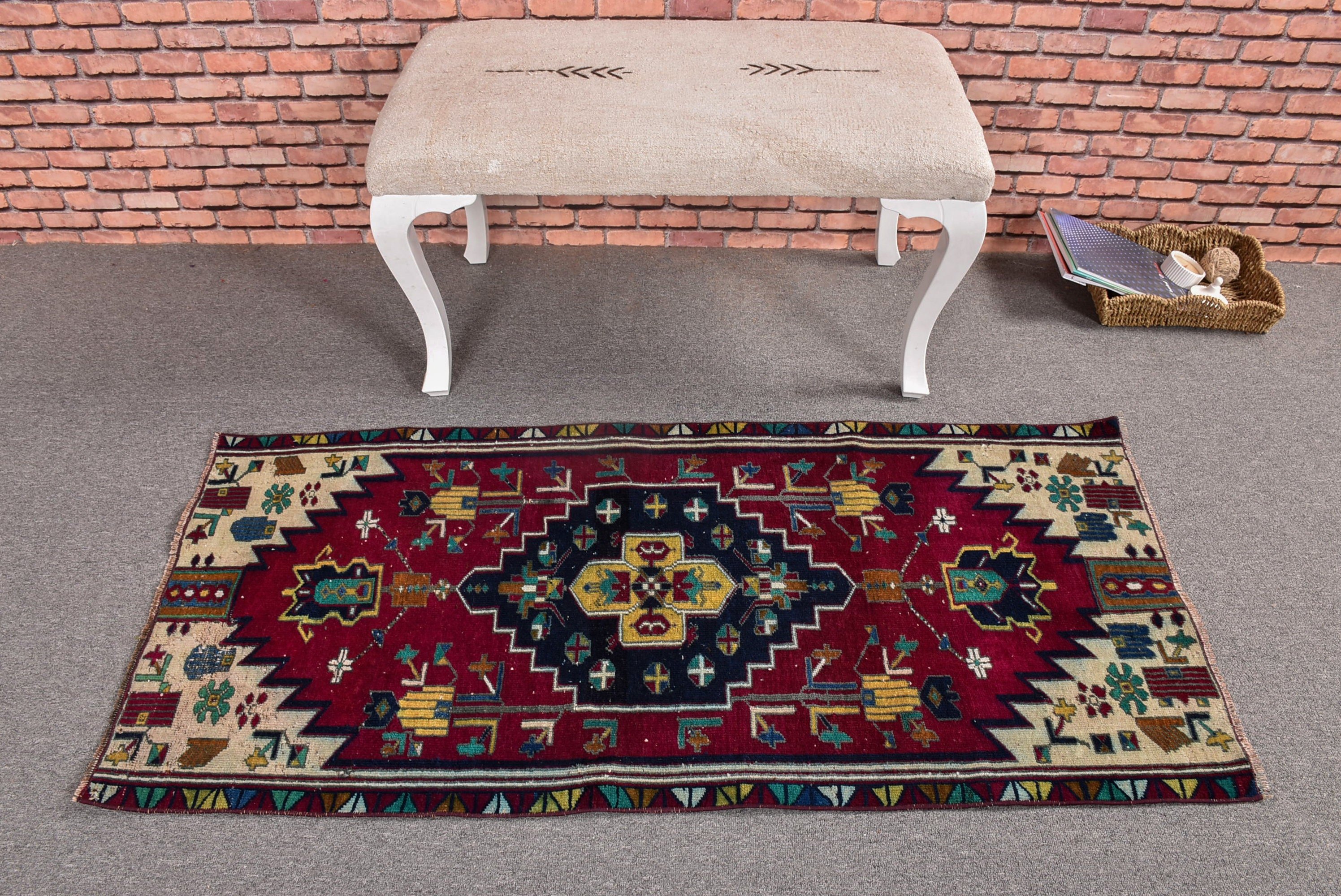 Fas Halısı, Oryantal Halı, Küçük Vintage Halı, 2,3x4,8 ft Küçük Halılar, Boho Halısı, Türk Halısı, Vintage Halı, Mor El Dokuma Halılar, Giriş Halısı