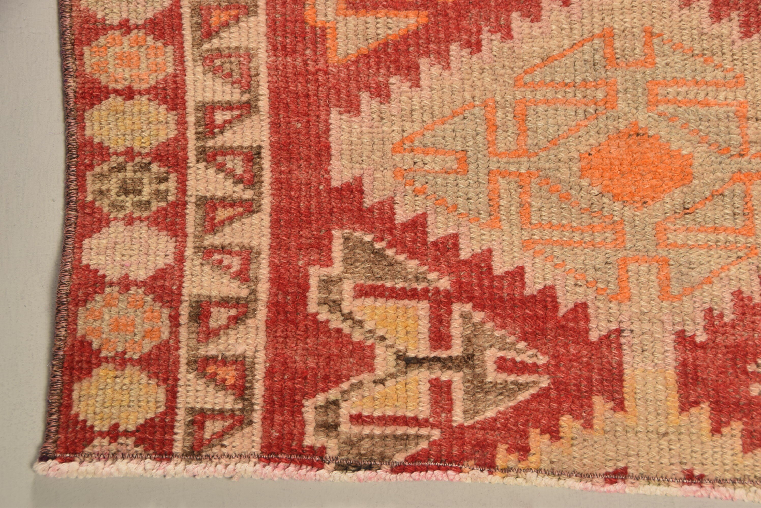 Rugs for Corridor, Designer Rug, Red  2.6x9.5 ft Runner Rugs, Antique Rug, Vintage Rug, Kitchen Rug, Turkish Rug, Bedroom Rugs