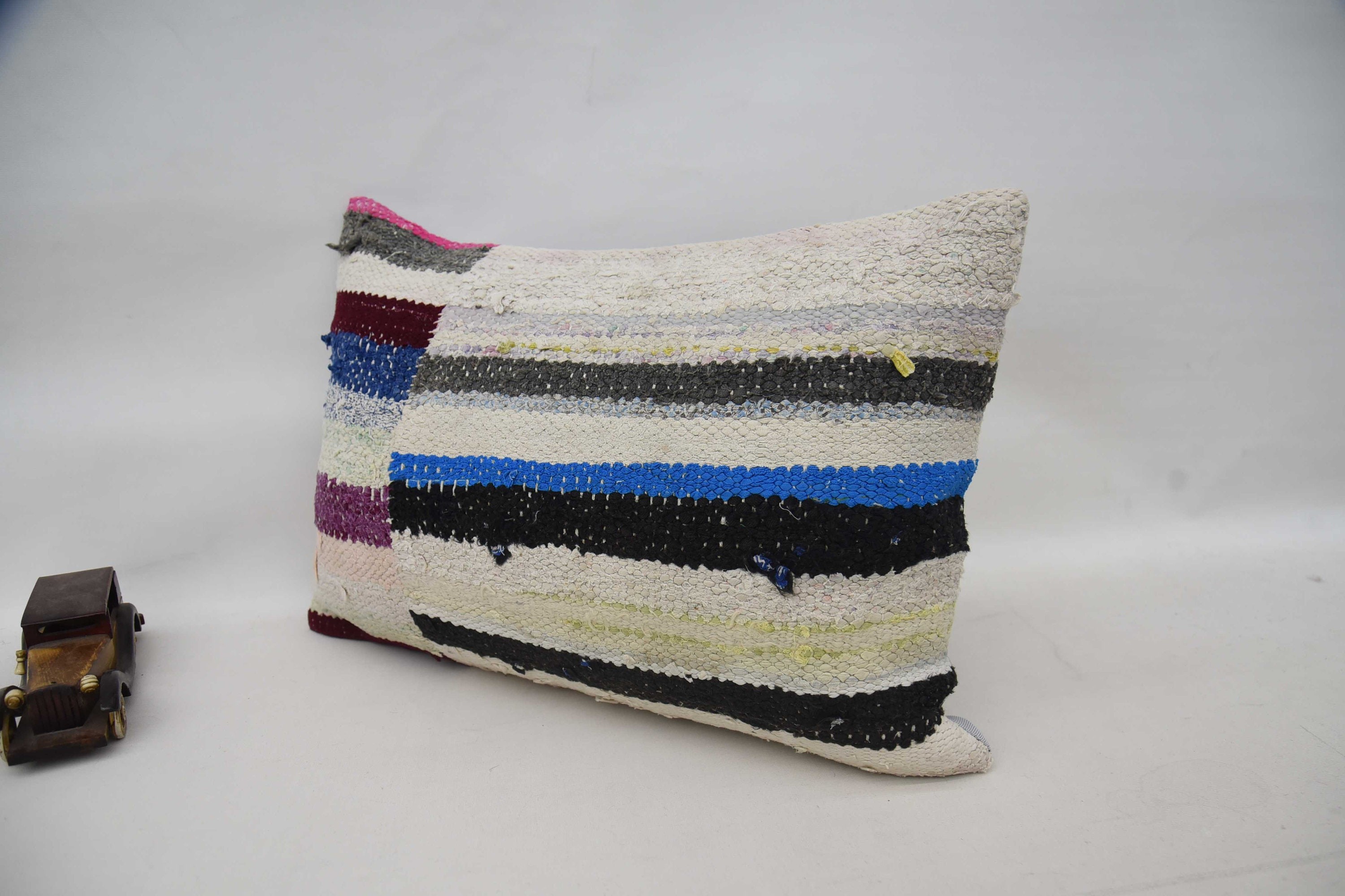 16"x24" Blue Cushion, Boho Pillow Sham Cover, Bolster Throw Pillow, Pattern Throw Cushion Case, Pillow for Couch, Boho Pillow
