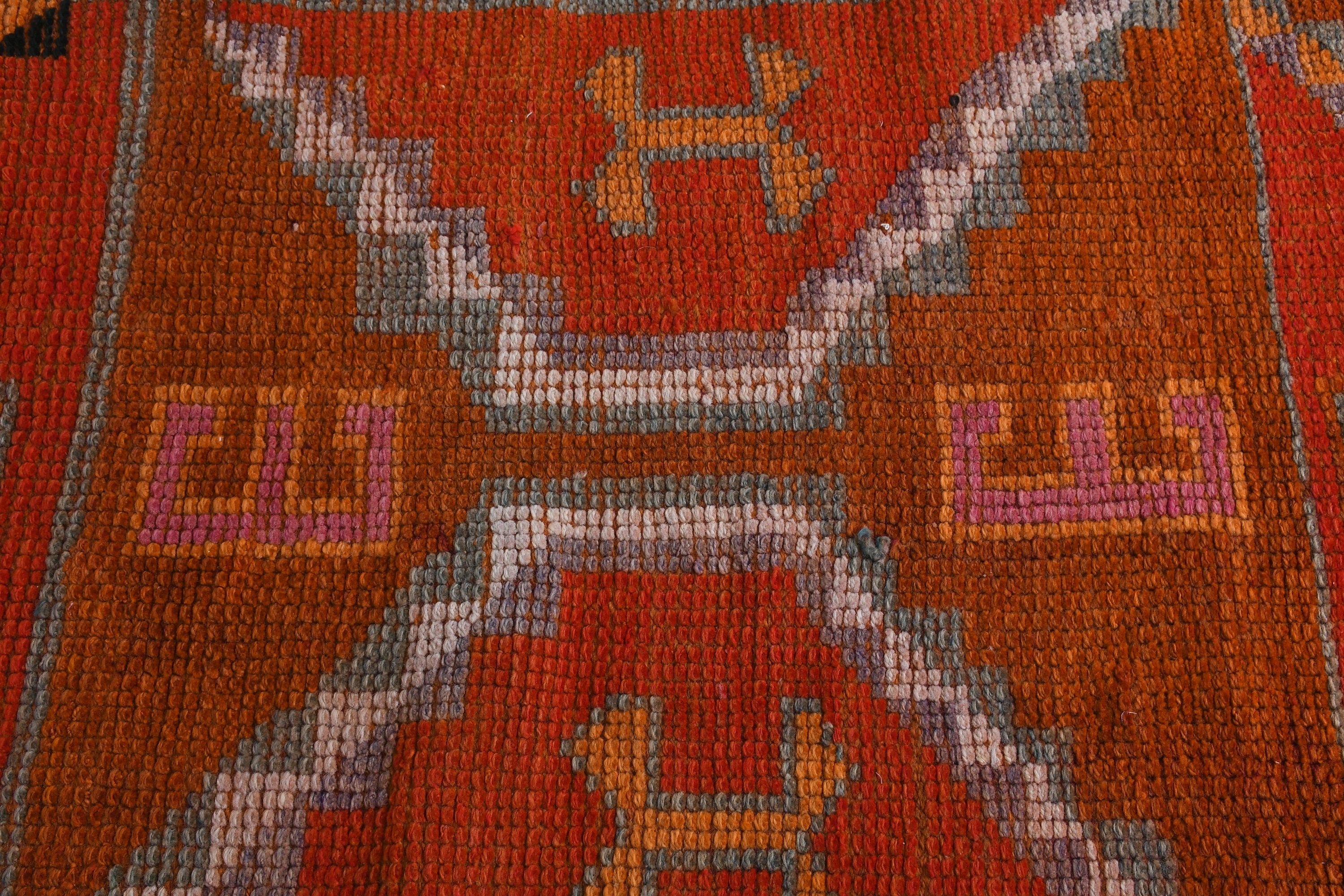 Antique Rug, Pale Rug, Vintage Rug, 2.8x10.1 ft Runner Rug, Orange Kitchen Rug, Turkish Rug, Corridor Rugs, Oushak Rug, Rugs for Corridor