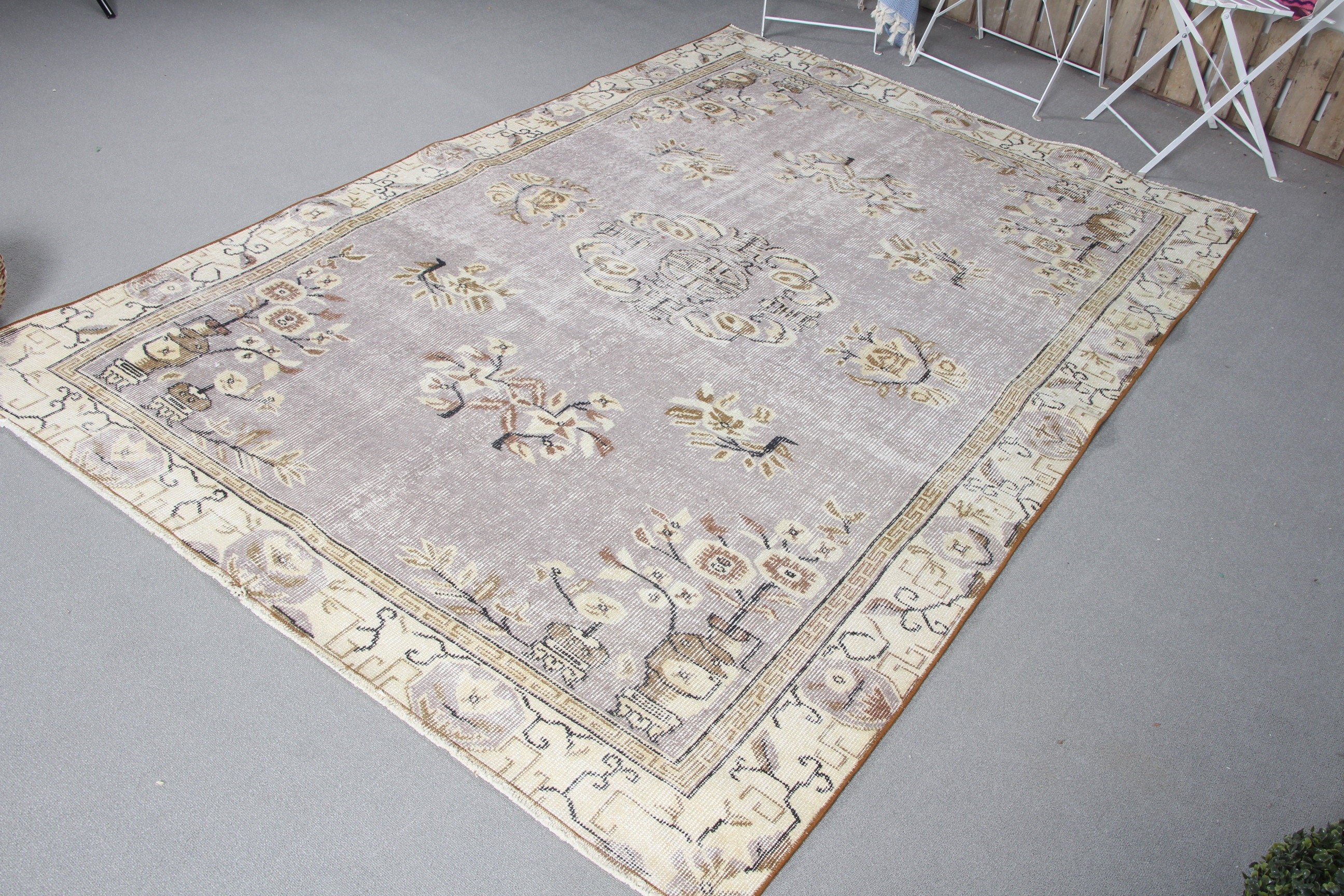 Yatak Odası Halıları, Anadolu Halısı, 5.3x8 ft Büyük Halı, Gri Oryantal Halı, Salon Halısı, Türk Halısı, Oturma Odası Halıları, Vintage Halı, Yer Halısı