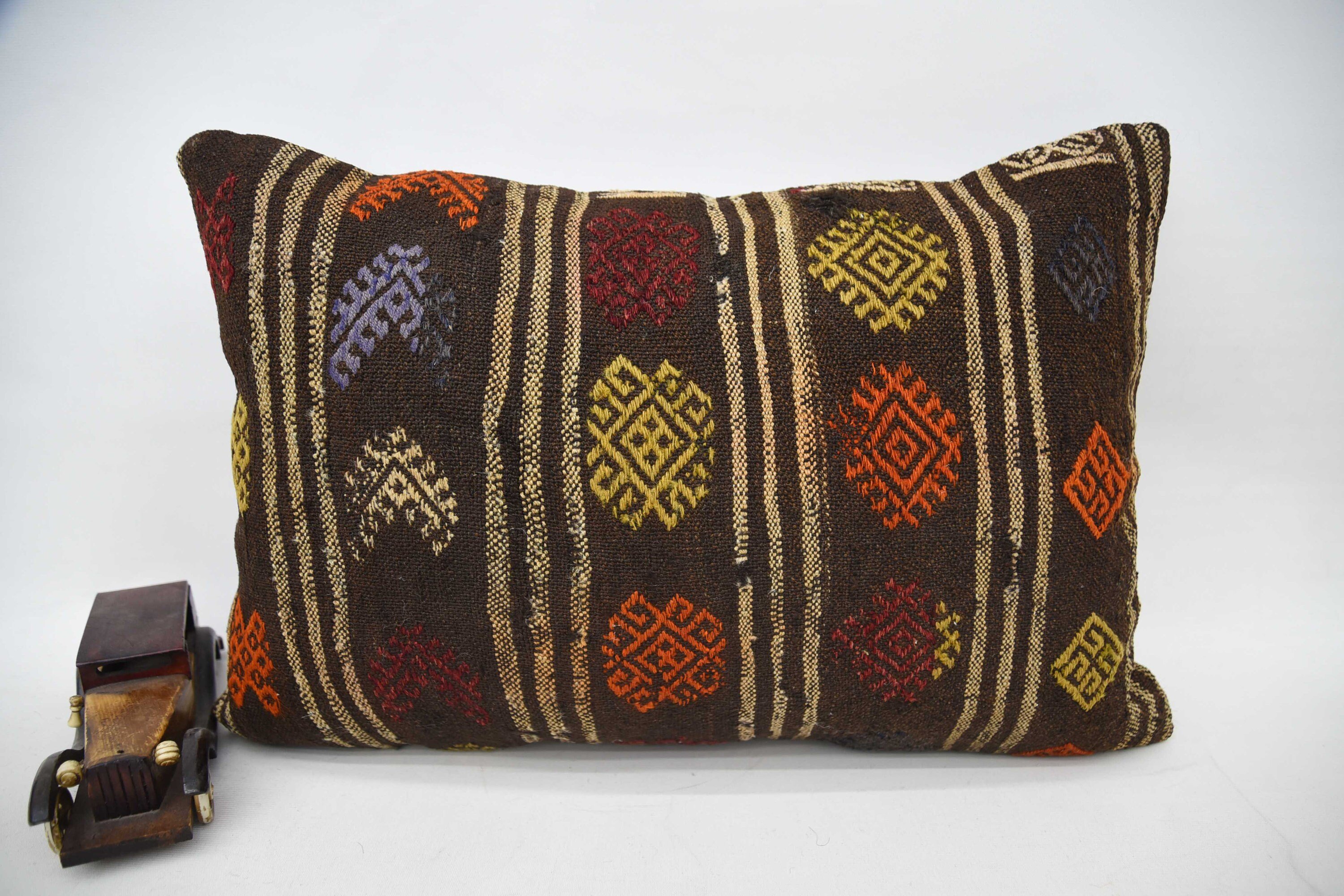 Neutral Pillow, 16"x24" Brown Pillow, Throw Kilim Pillow, Turkish Kilim Pillow, Ottoman Pillow Sham, Ethnical Kilim Rug Pillow