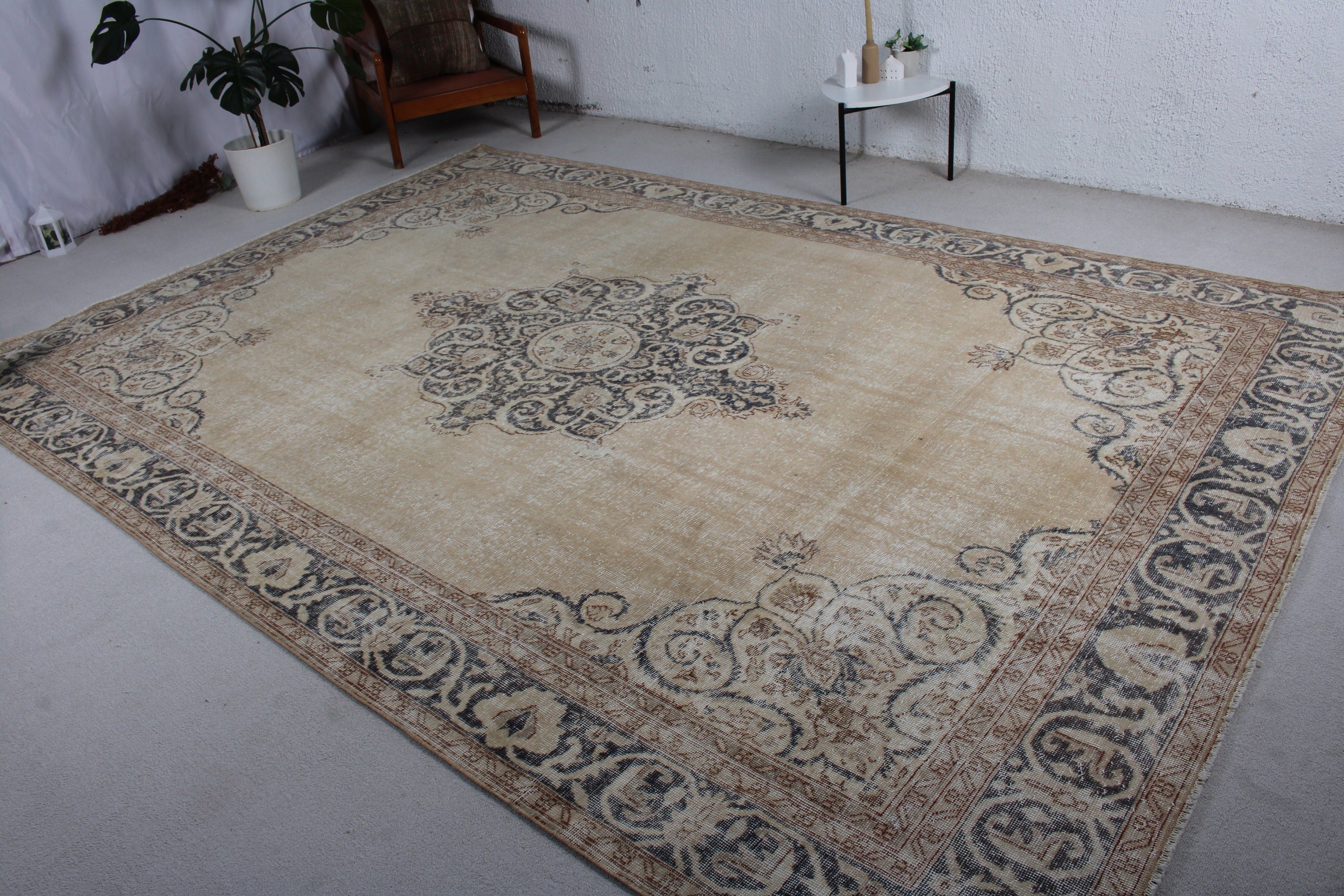 Yatak Odası Halıları, Oturma Odası Halısı, 8.1x11.8 ft Büyük Boy Halı, Salon Halısı, Etnik Halı, Vintage Halı, Bej Mutfak Halısı, Bildiri Halısı, Türk Halıları