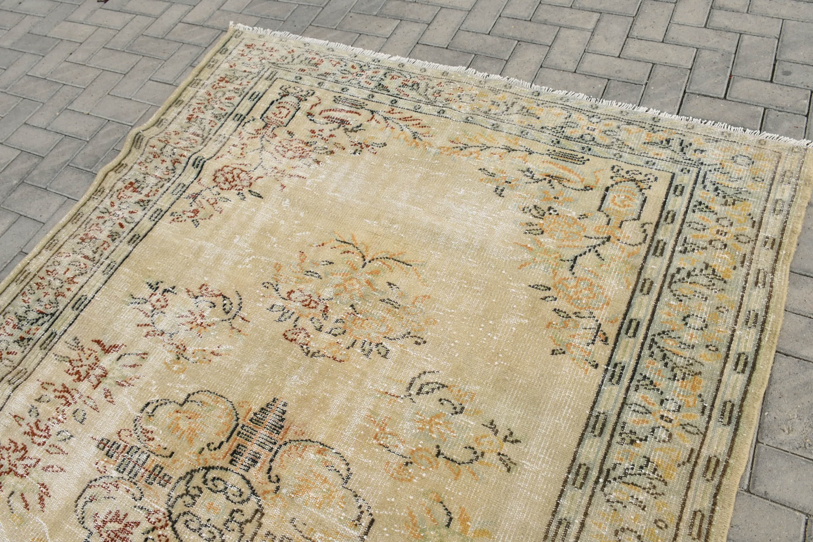 Oushak Rugs, Rugs for Salon, Turkish Rug, Beige Floor Rug, 5.8x8.8 ft Large Rug, Cute Rug, Bedroom Rug, Vintage Rug, Wool Rugs, Salon Rug