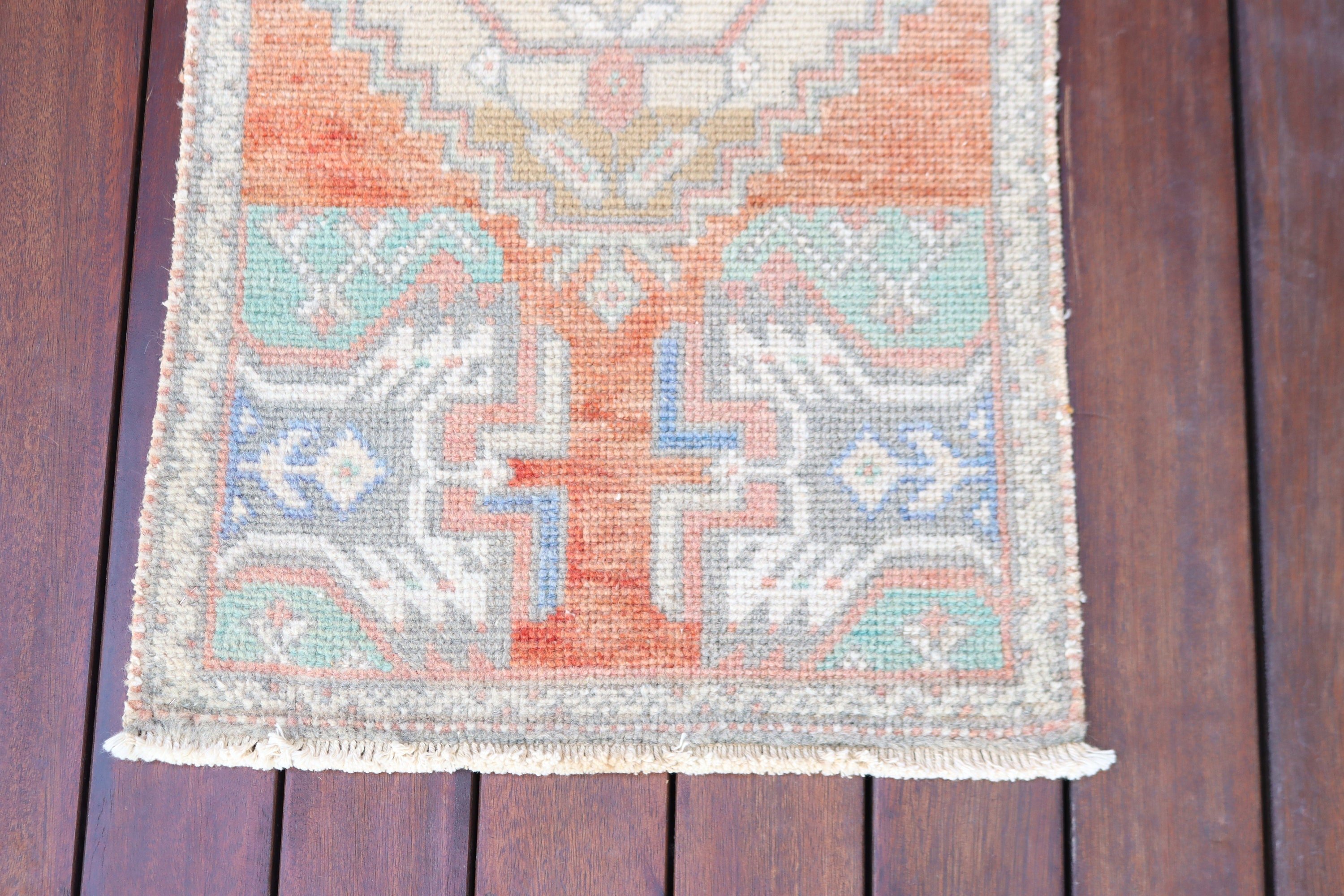 Home Decor Rugs, Turkish Rug, Orange Modern Rug, Turkey Rug, Small Area Rug, Kitchen Rug, 1.5x3.1 ft Small Rug, Wool Rugs, Vintage Rugs