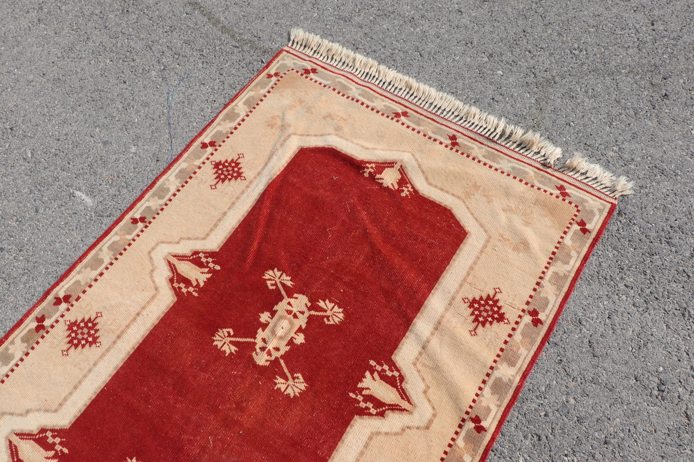 Kitchen Rug, 3.3x6 ft Accent Rugs, Antique Rug, Rugs for Kitchen, Turkish Rugs, Bedroom Rug, Vintage Rug, Red Home Decor Rug, Retro Rugs