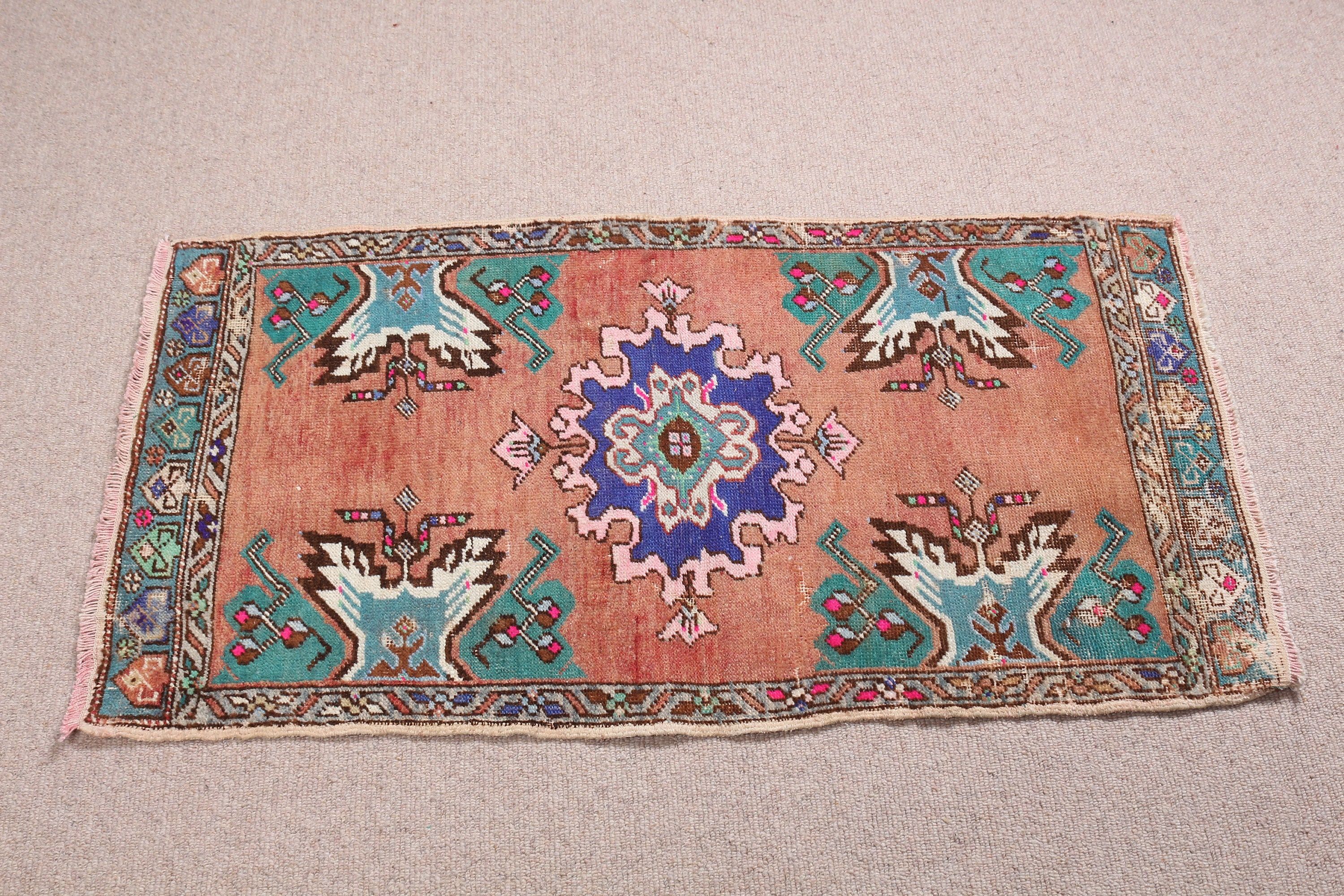 Pembe Oushak Halı, Fas Halıları, Türk Halısı, Duvara Asılı Halı, Yer Halısı, Banyo Halıları, 1.8x3.4 ft Küçük Halılar, Çocuk Odası Halıları, Vintage Halı