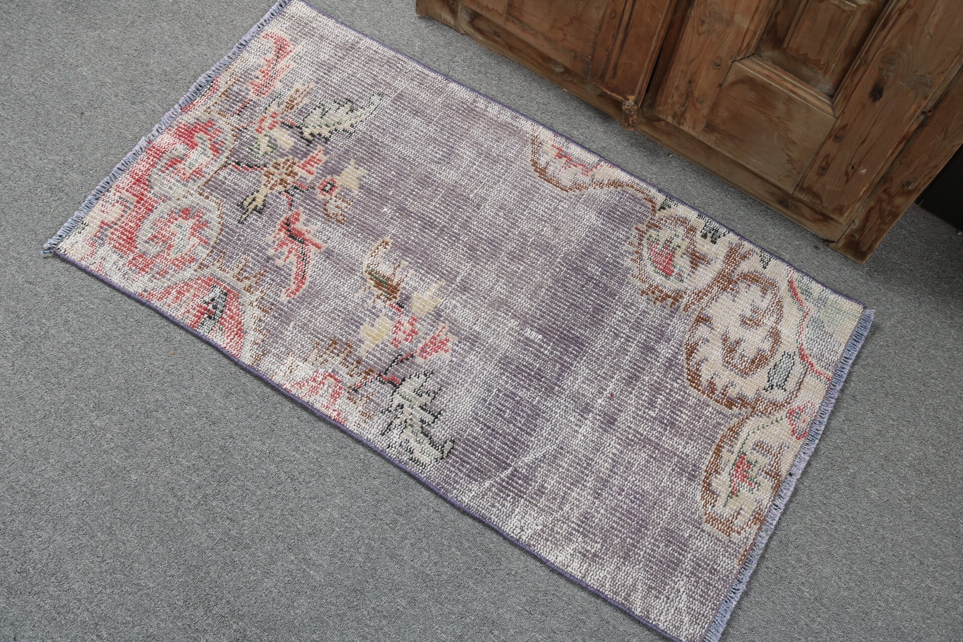 Oushak Rugs, 2x3.5 ft Small Rug, Bathroom Rug, Vintage Rugs, Handmade Rug, Turkish Rugs, Moroccan Rugs, Purple Modern Rug, Bedroom Rugs